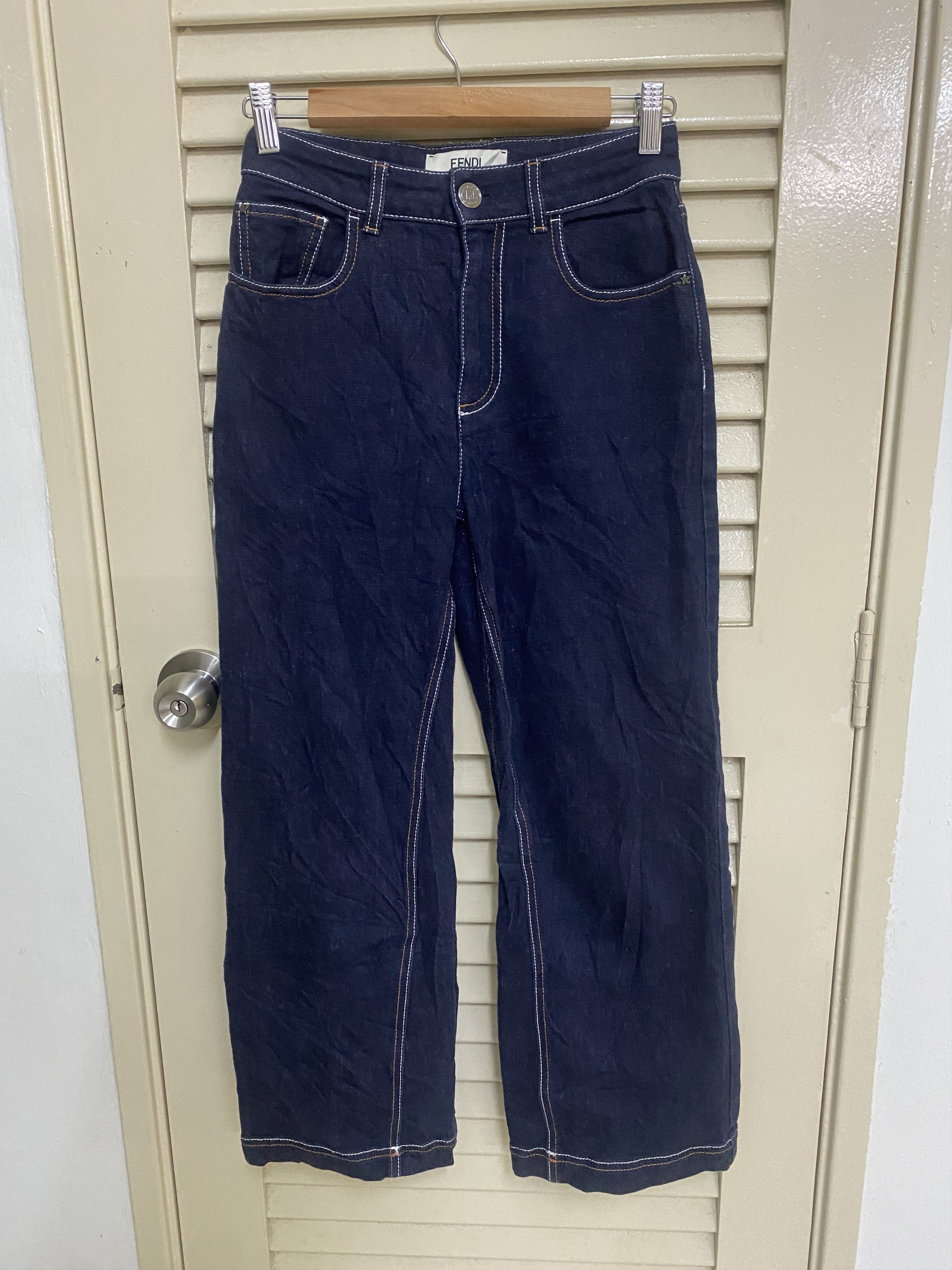 Fendi Baggy Fendi Wide Leg Jeans Size 26" / US 2 / IT 38 - 2 Thumbnail