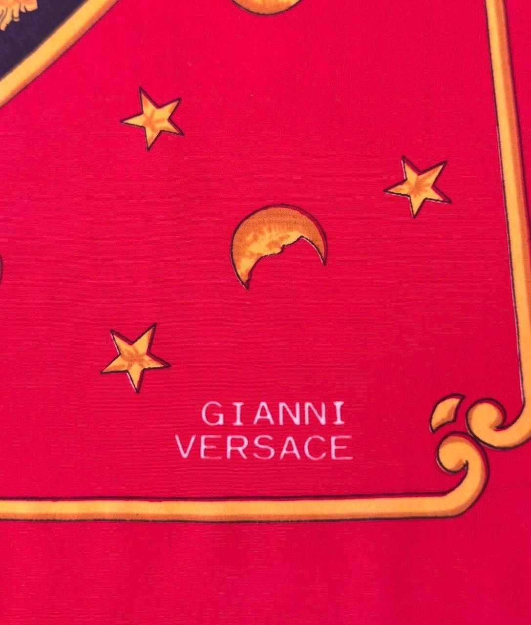 Versace Gianni Versace 100% Silk Scarf Zodiac Sun Moon Stars Paris Size ONE SIZE - 3 Thumbnail