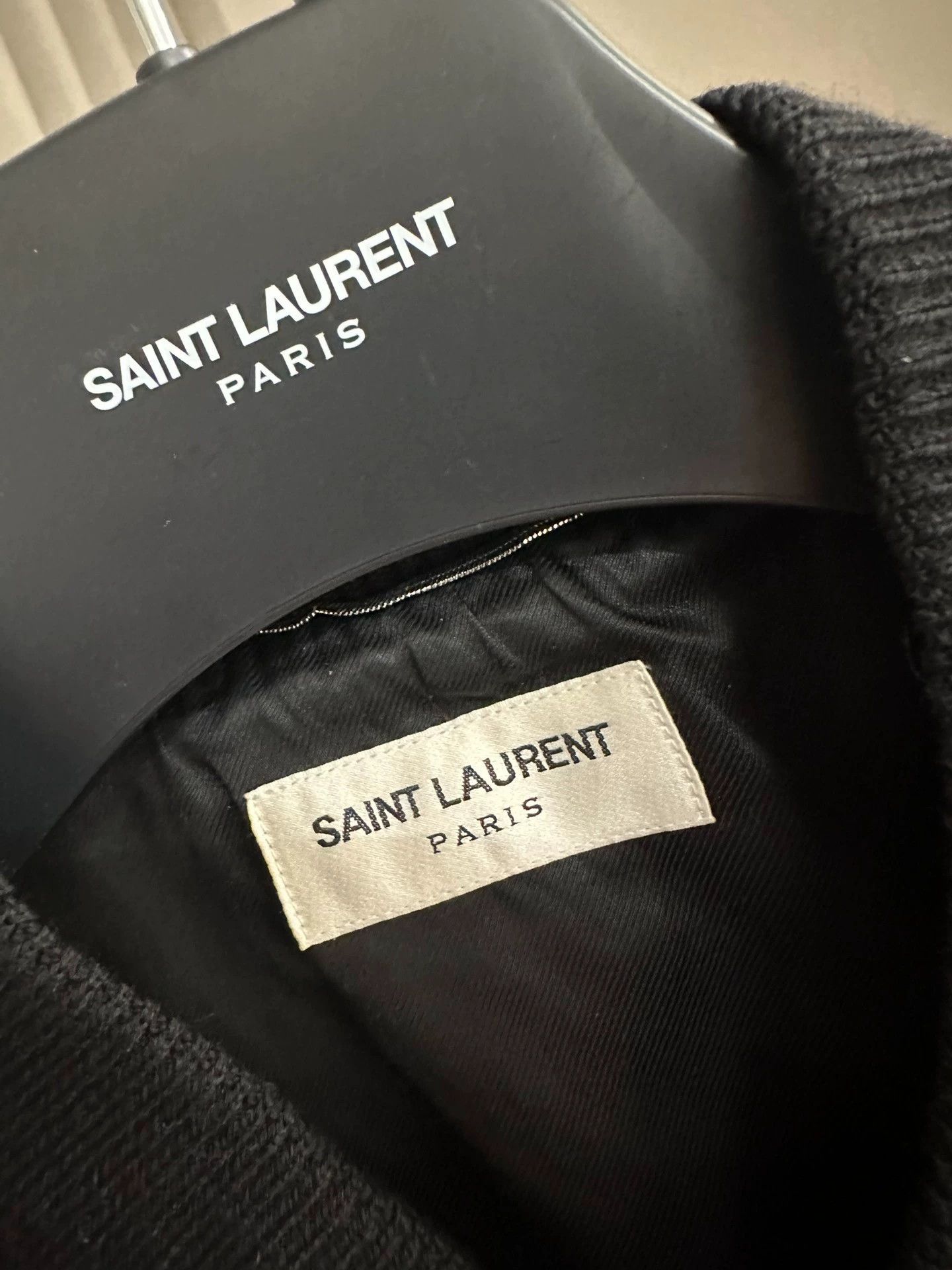 Saint Laurent Paris Leather Heaven Baseball Jacket,