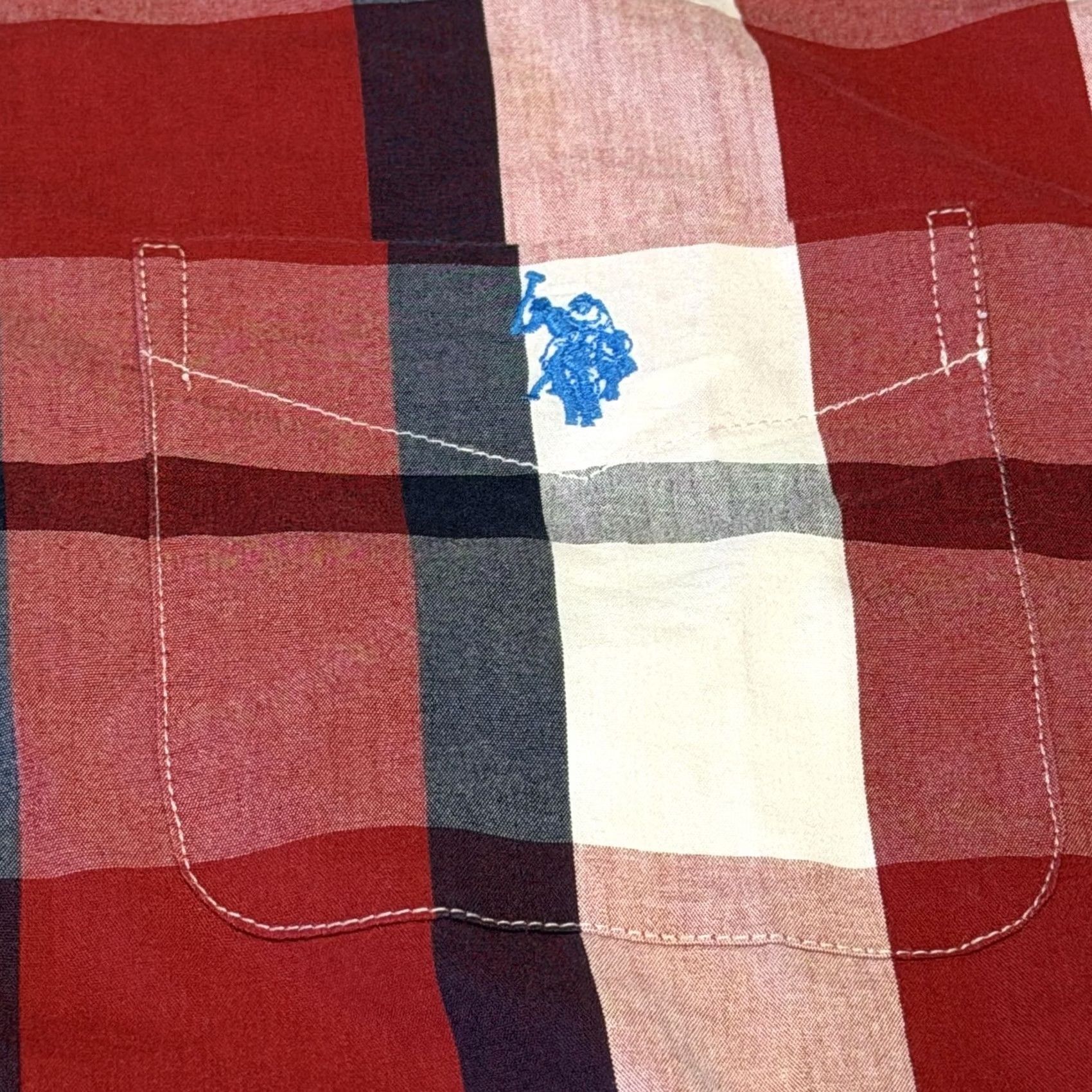 U.S. Polo Assn. U.S. Polo Assn Shirt Mens Large Red Plaid Button Down Stretch Casual Long Sleeve Size US L / EU 52-54 / 3 - 6 Thumbnail