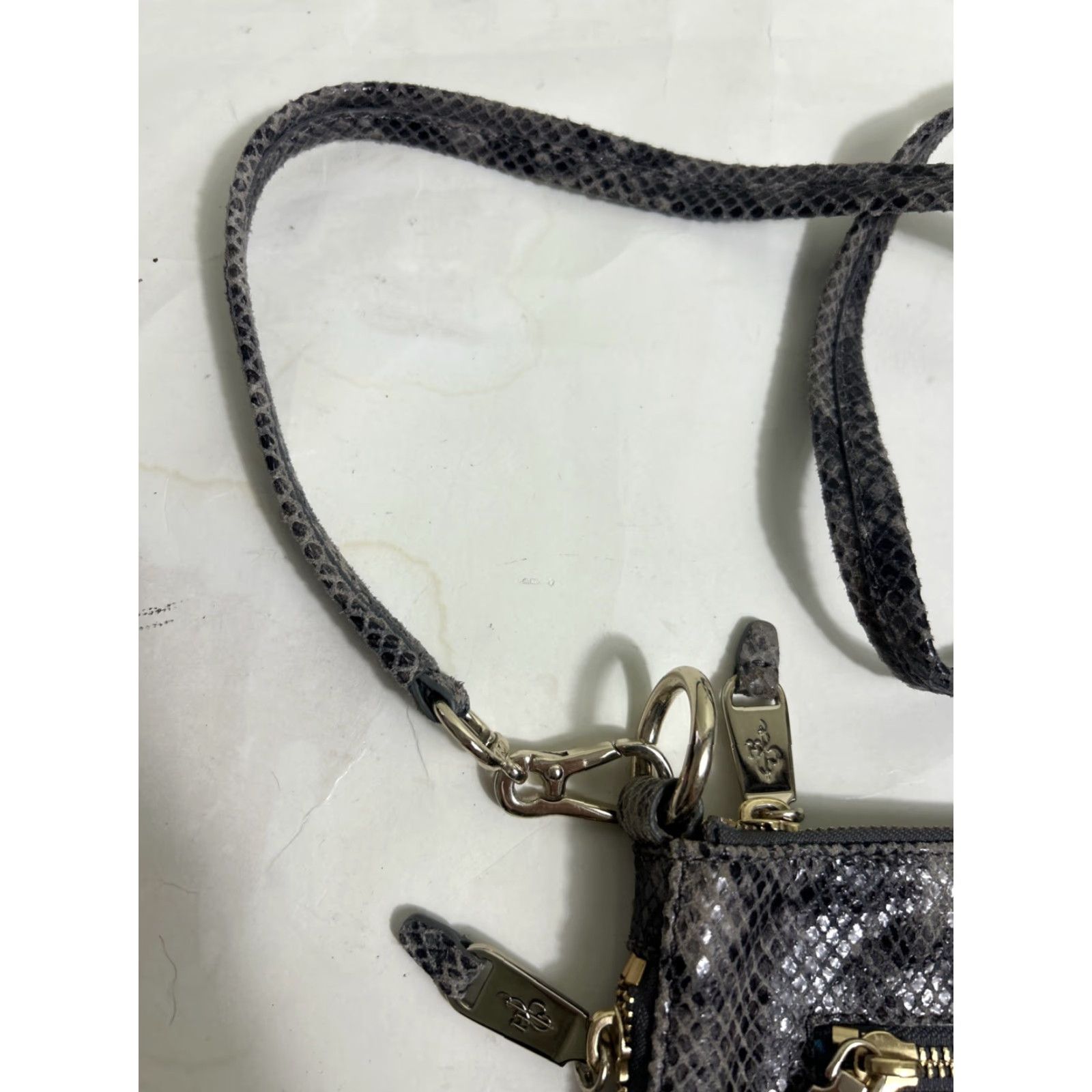 Cole Haan Cole Haan Taupe snake skin embossed textured crossbody Purse Women Crossbody Leather Snake Taupe 9.5x7x1 Size ONE SIZE - 6 Thumbnail