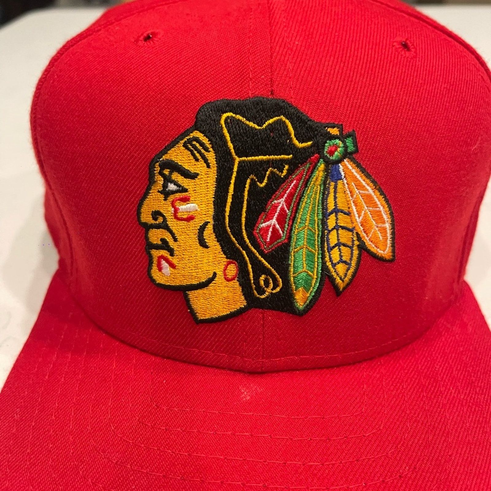 NHL Vintage Chicago Blackhawks Hat Cap Strap Back Red NHL Hockey Size ONE SIZE - 2 Thumbnail