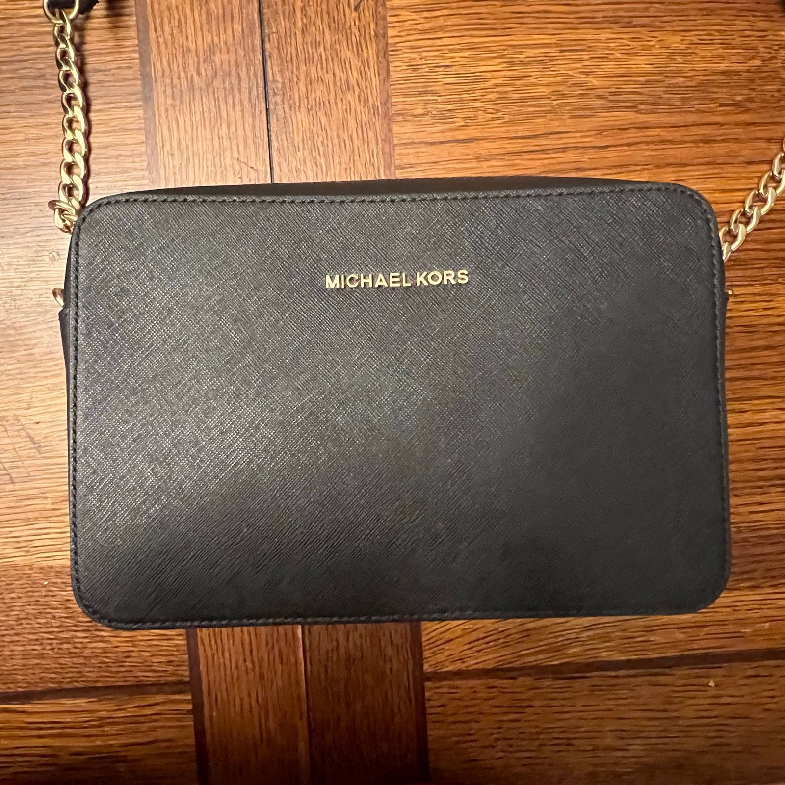 Michael Kors Michael Kors Jet Set Large Black Saffiano Crossbody Chain Size ONE SIZE - 6 Thumbnail