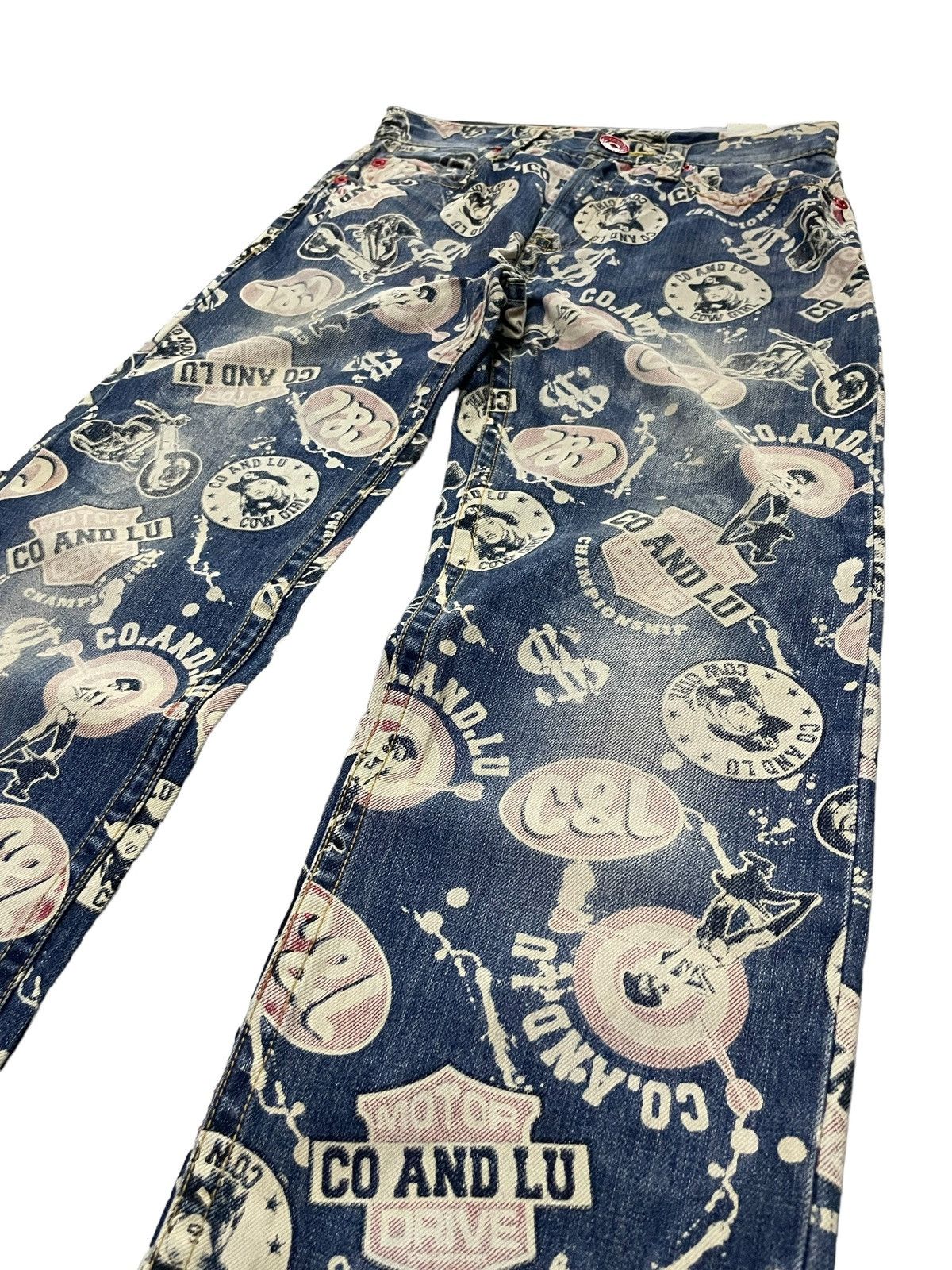 14th Addiction × Hysteric Glamour Co & Lu Japan AOP 666 Hysteric Glamour Styled Denim Pants Size US 29 - 6 Thumbnail