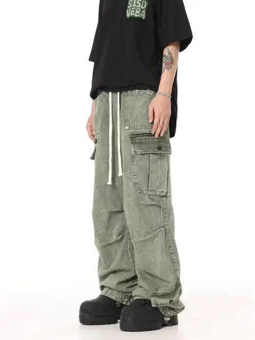 Designer × Handmade × Jean Pants baggy flared skate hiphop cargo jeans Size US 34 / EU 50 - 3 Thumbnail