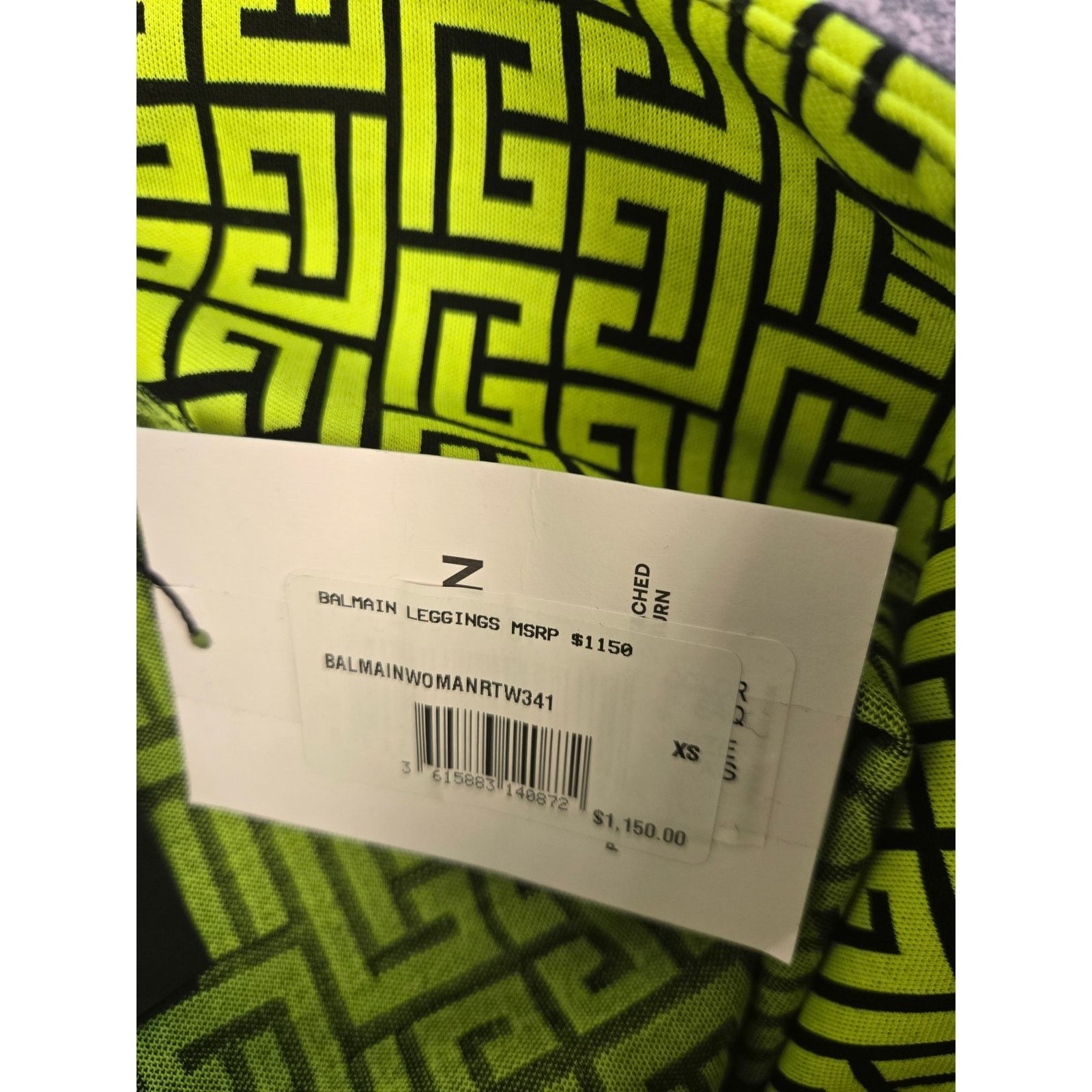 Balmain Balmain Monogram Jacquard Jersey Womens Green Leggings Sz XS Size 27" / US 4 / IT 40 - 5 Thumbnail