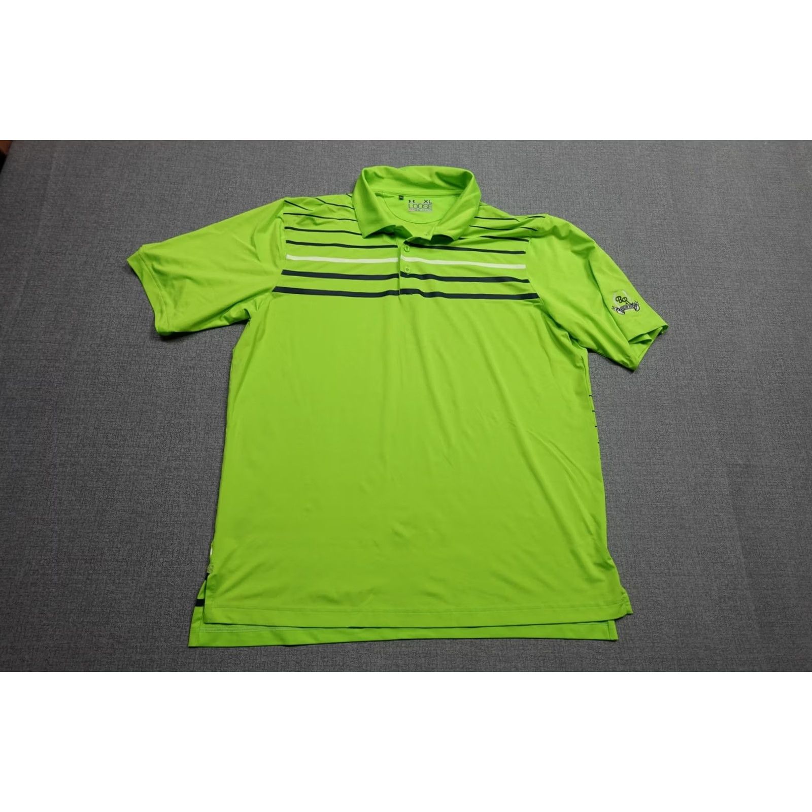 Under Armour Under Armour HeatGear Polo Mens XL Green Stripe Golf Bolger Ridge Performance Size US XL / EU 56 / 4 - 3 Thumbnail