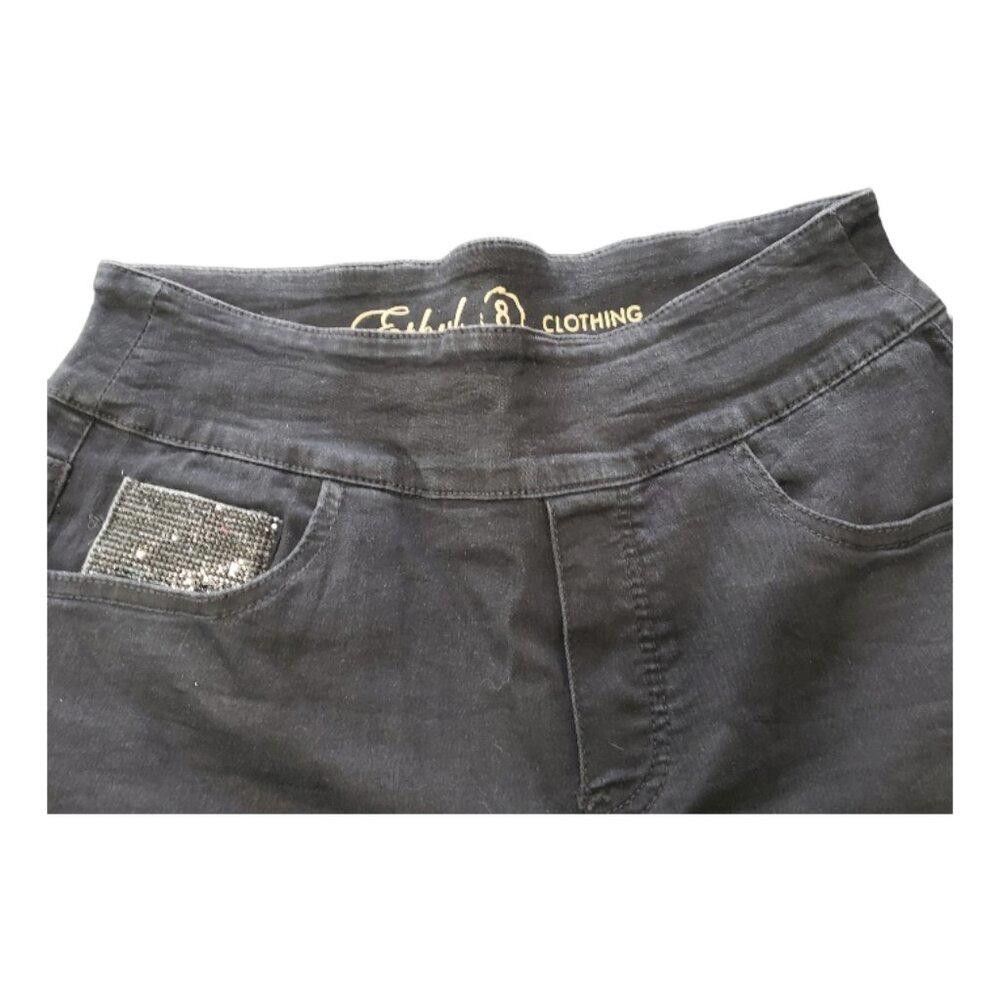 Designer CT1489 Ethyl Black Rhinestone Rimmed Cuff & Pocket Jean 8 Size 30" / US 8 / IT 44 - 3 Thumbnail