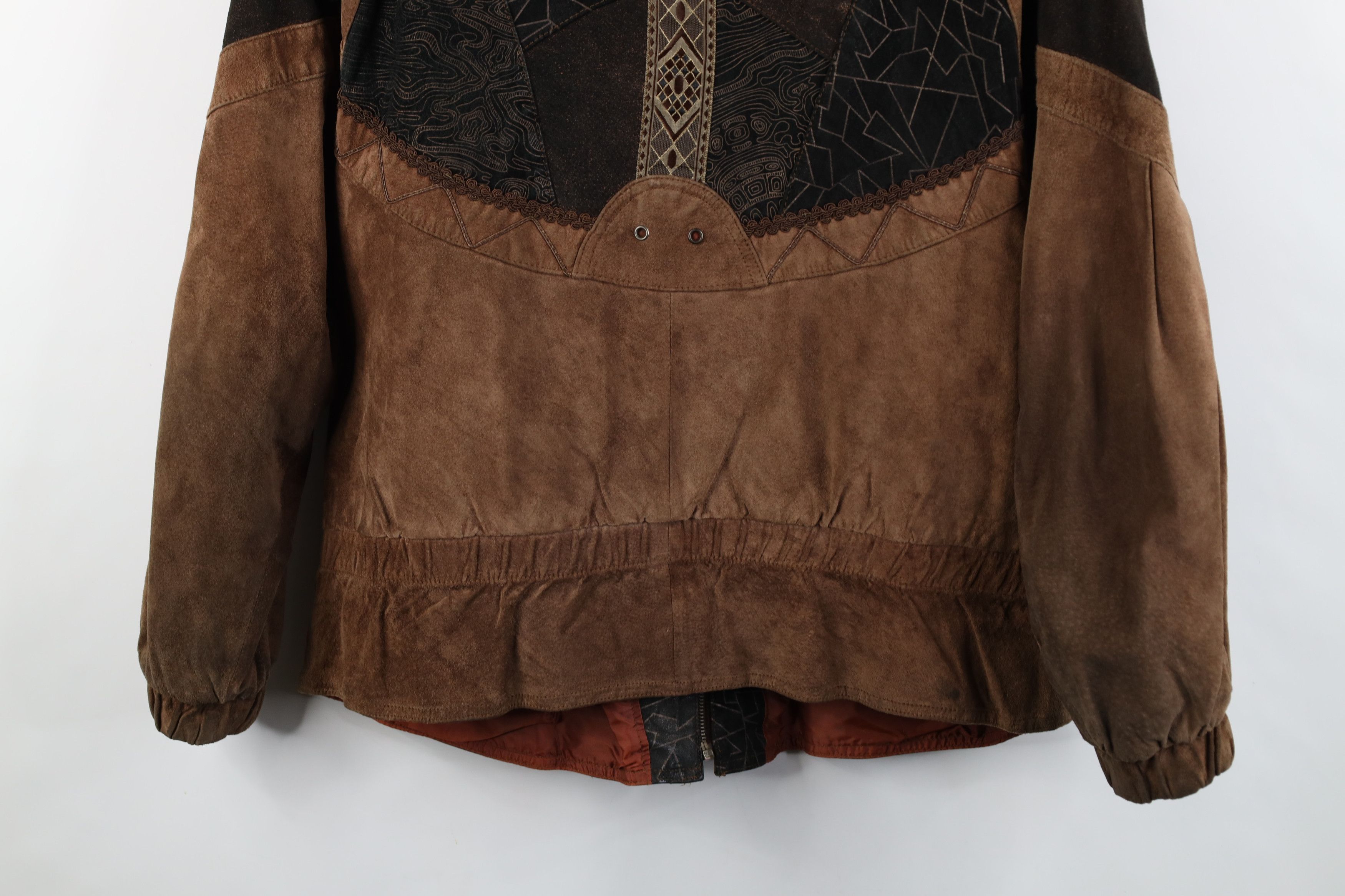 Vintage Vintage 90s Streetwear Patchwork Suede Leather Jacket Size L / US 10 / IT 46 - 16 Thumbnail