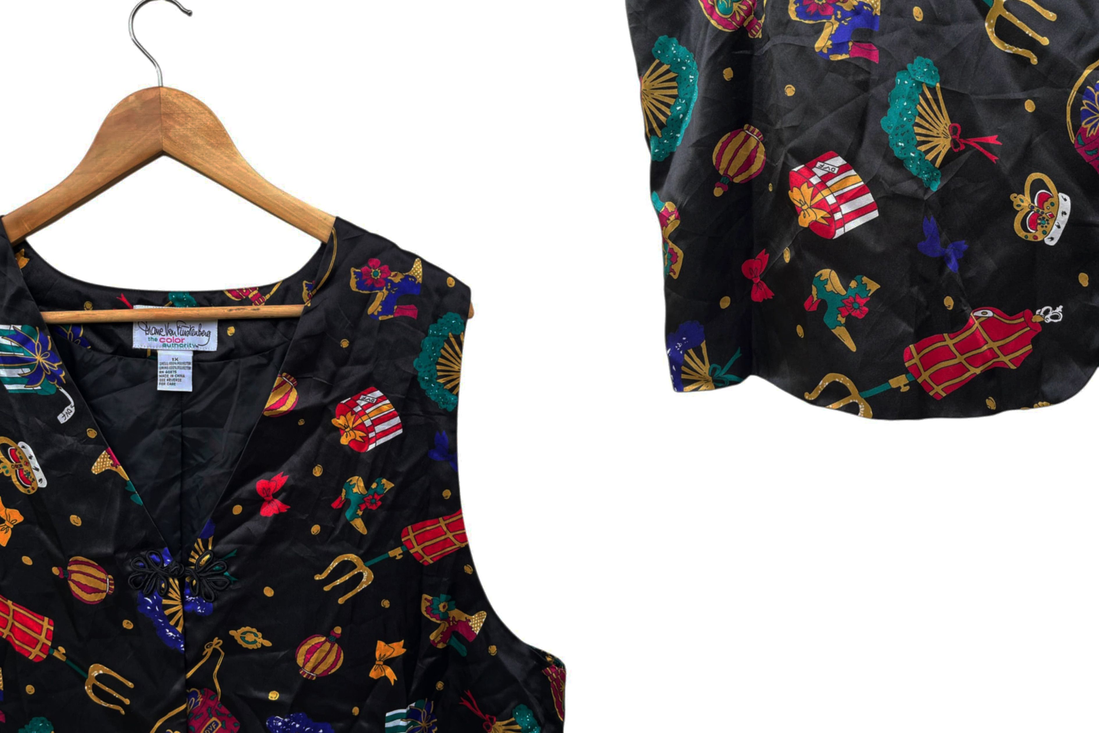 Diane von Furstenberg 80s DVF Diane Von Furstenberg Vest Silky Shirt, Size 1X Size XXL / US 16-18 / IT 52-54 - 6 Thumbnail