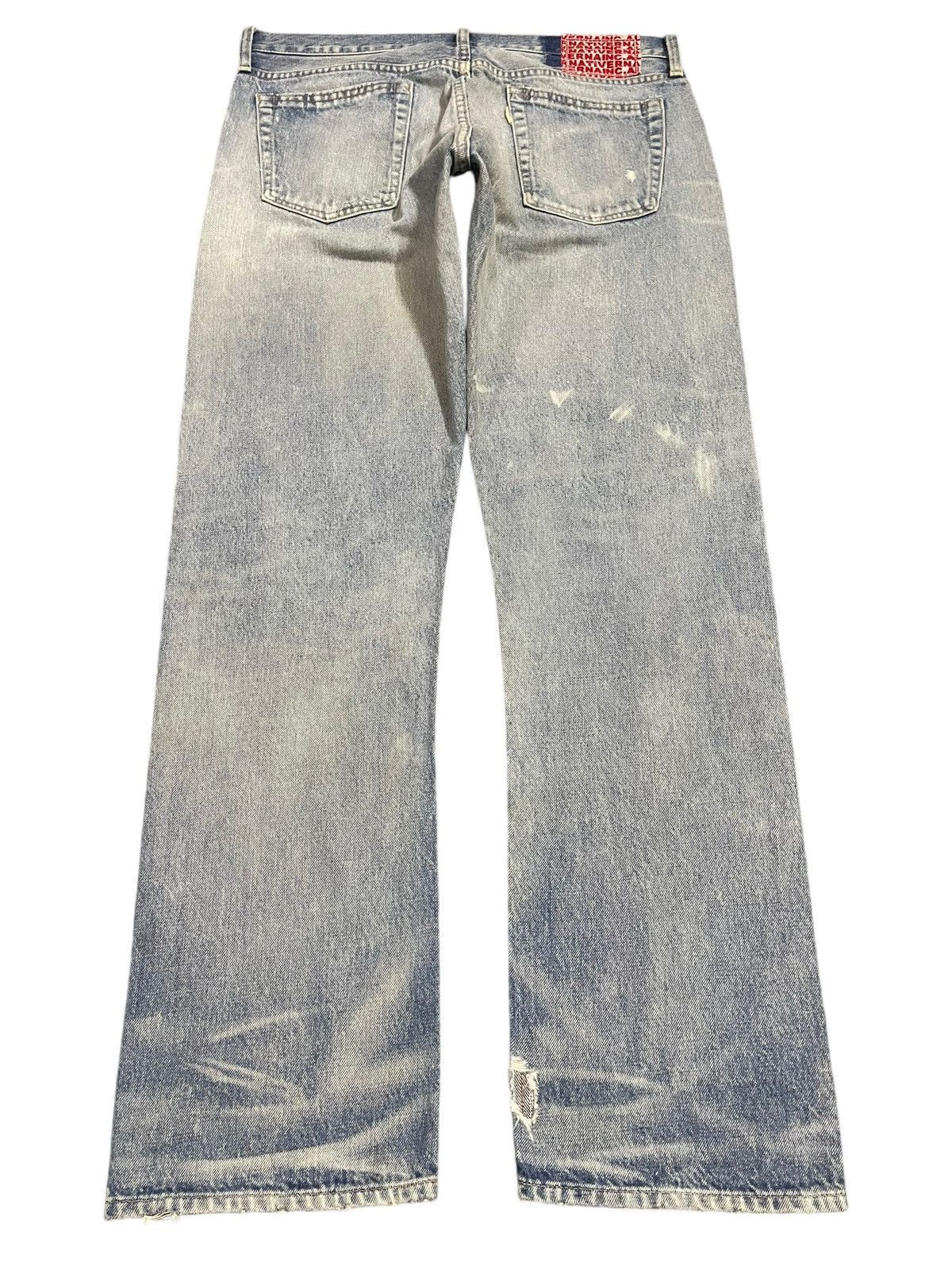 14th Addiction Vintage Japanese R.N.A Blue Bleached Distressed Loose Jeans Size US 34 / EU 50 - 2 Thumbnail