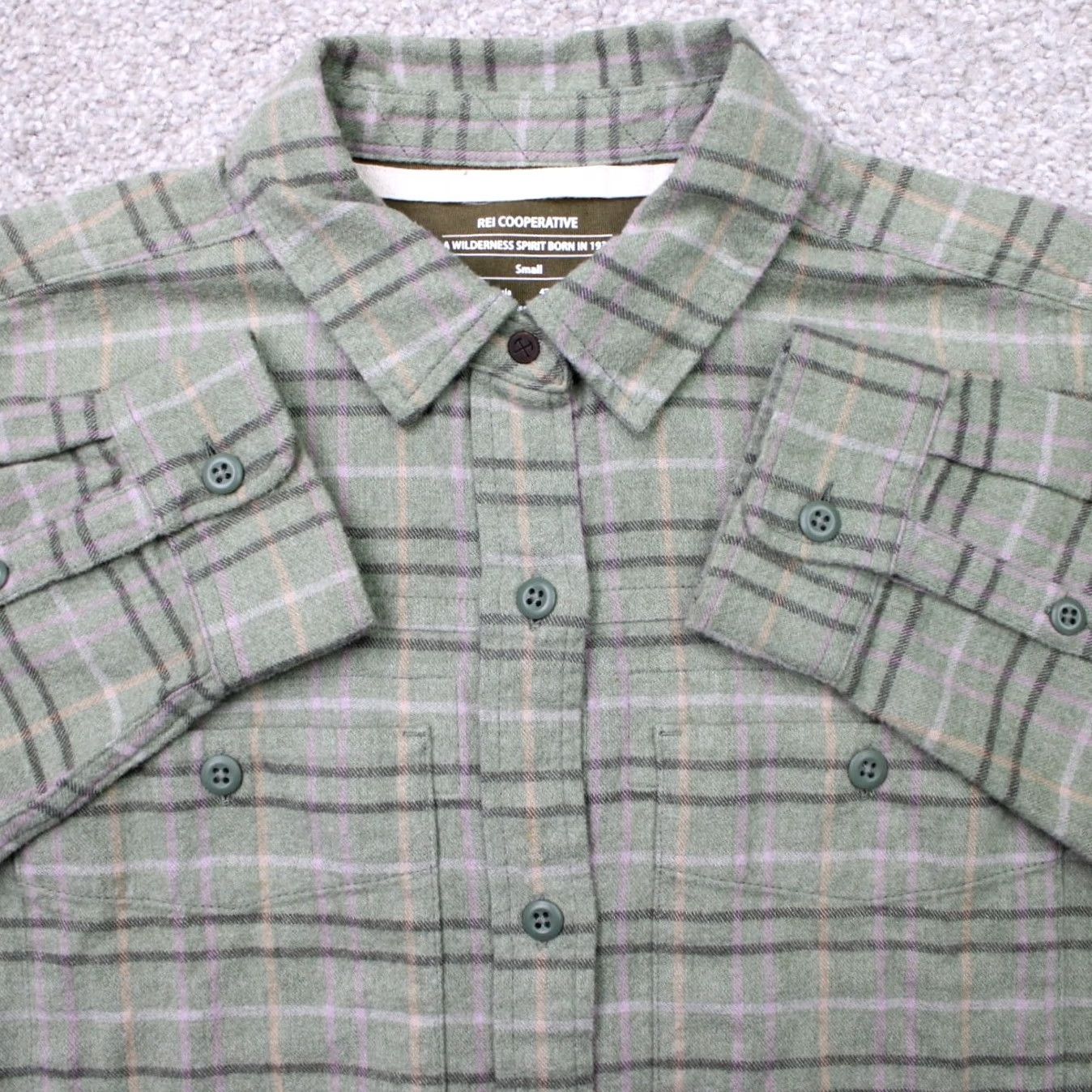 Vintage REI Co-op Shirt Womens Small Green Plaid Wallace Lake Flannel Long Sleeve Button Up Shirt Size S / US 4 / IT 40 - 2 Thumbnail