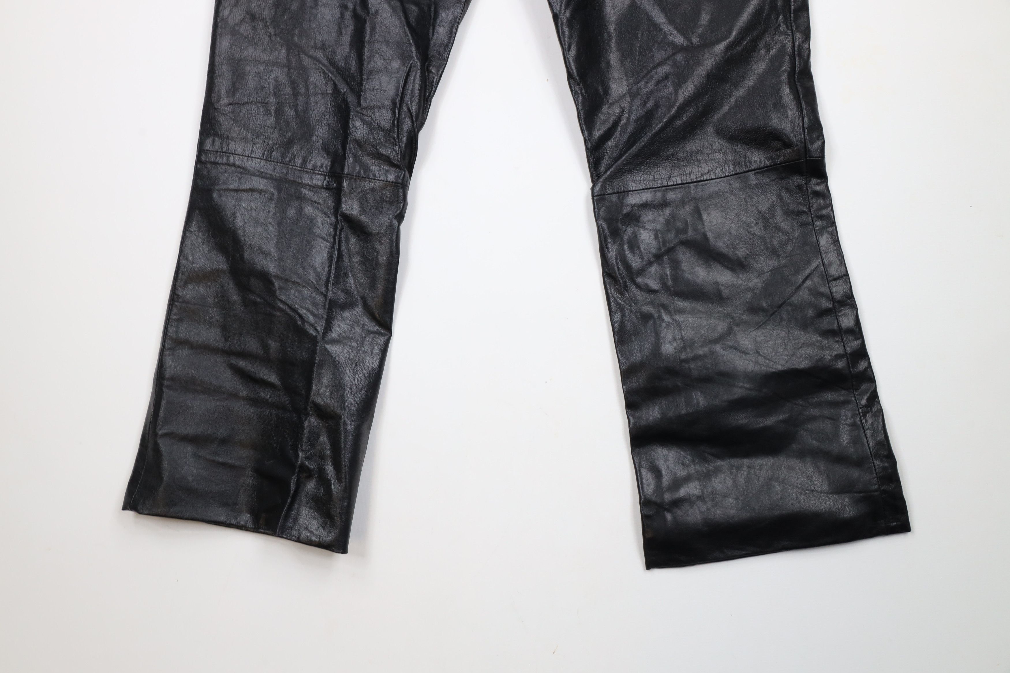 Vintage Vintage 90s Streetwear Flared Leather Pants Goth Dom Size 36" / US 14 / IT 50 - 11 Thumbnail