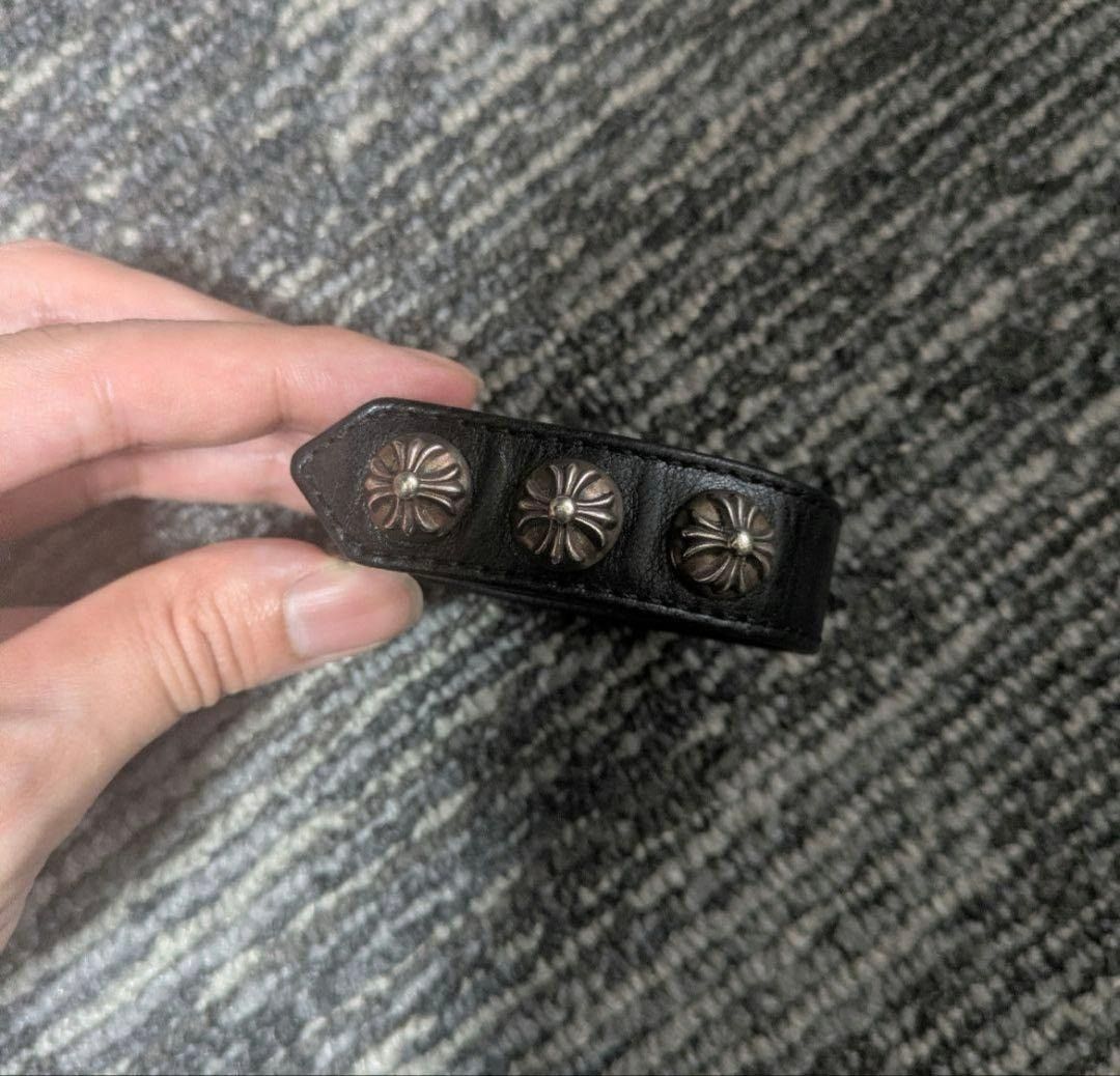 Chrome Hearts OFFER OK! CHROME HEARTS 3BTN 2SNP LEATHER BRACELET BANGLE Size ONE SIZE - 5 Thumbnail