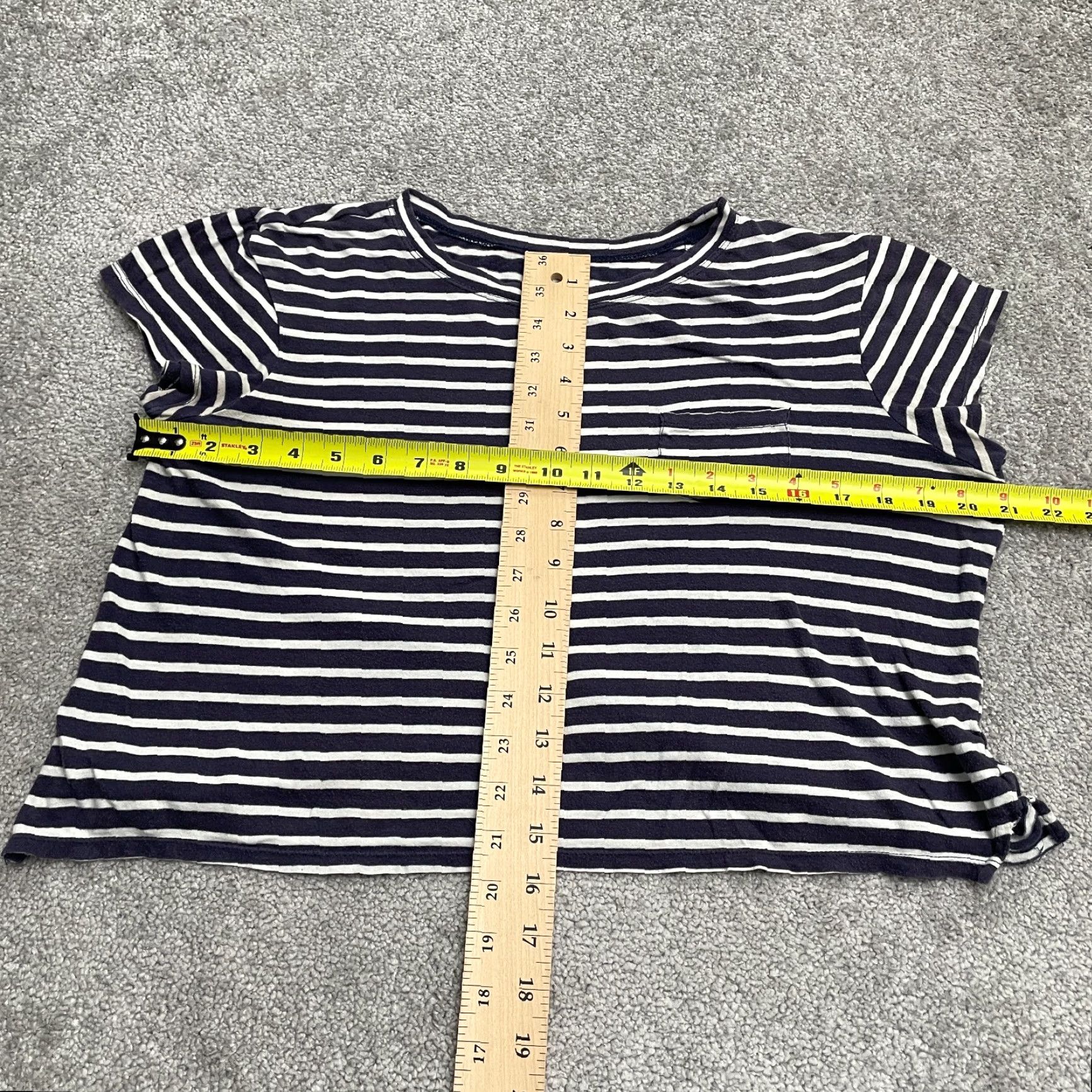 Urban Outfitters Urban Outfitters Cropped Top T-Shirt Womens L Blue White Striped Pocket Tee Size L / US 10 / IT 46 - 5 Thumbnail