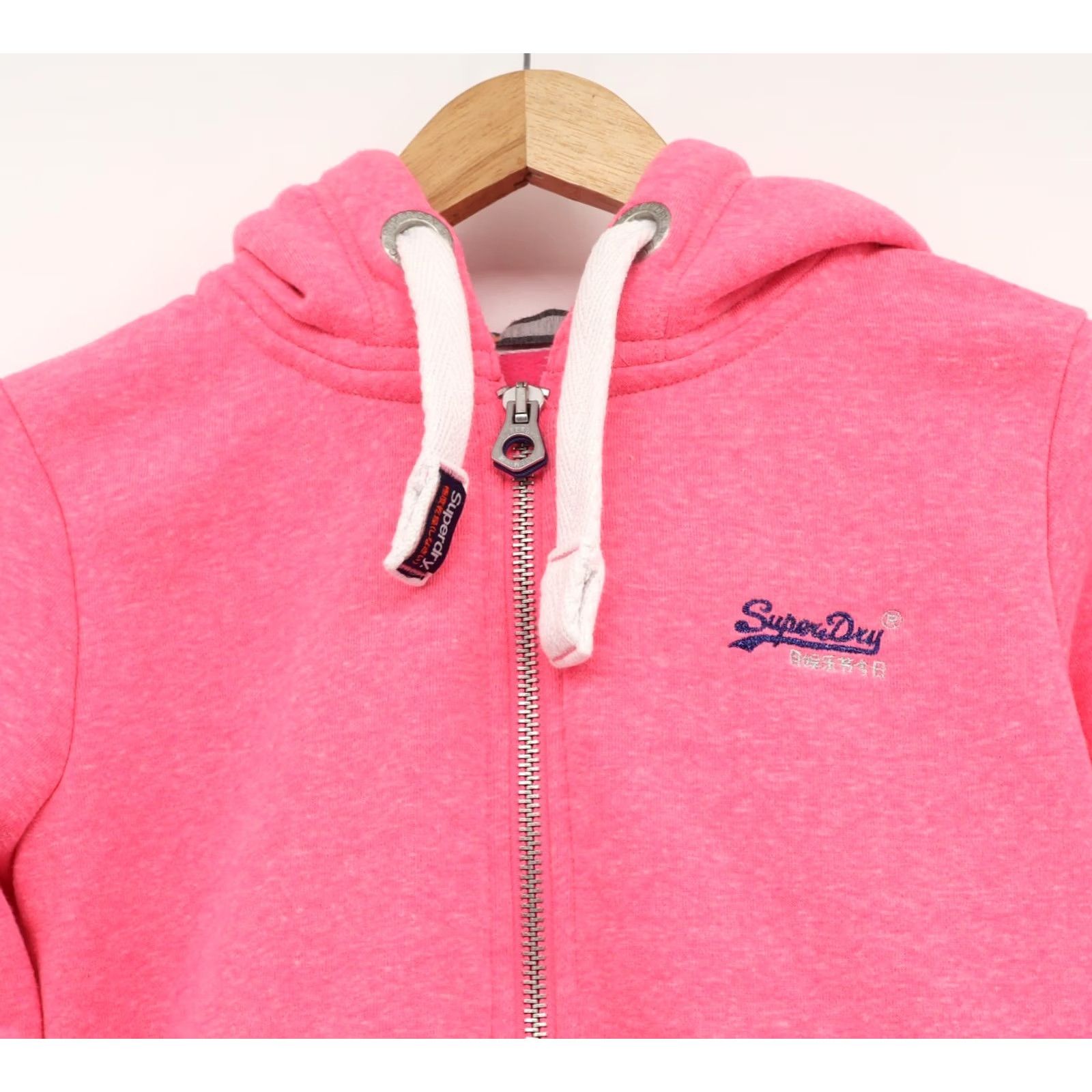 Superdry Superdry Women's Orange Label Zip Hoodie Faded Neon Pink Sz S - Hooded, Full Zip, Pockets, Cotton Polyester, Pink, 1990s? Size S / US 4 / IT 40 - 3 Thumbnail
