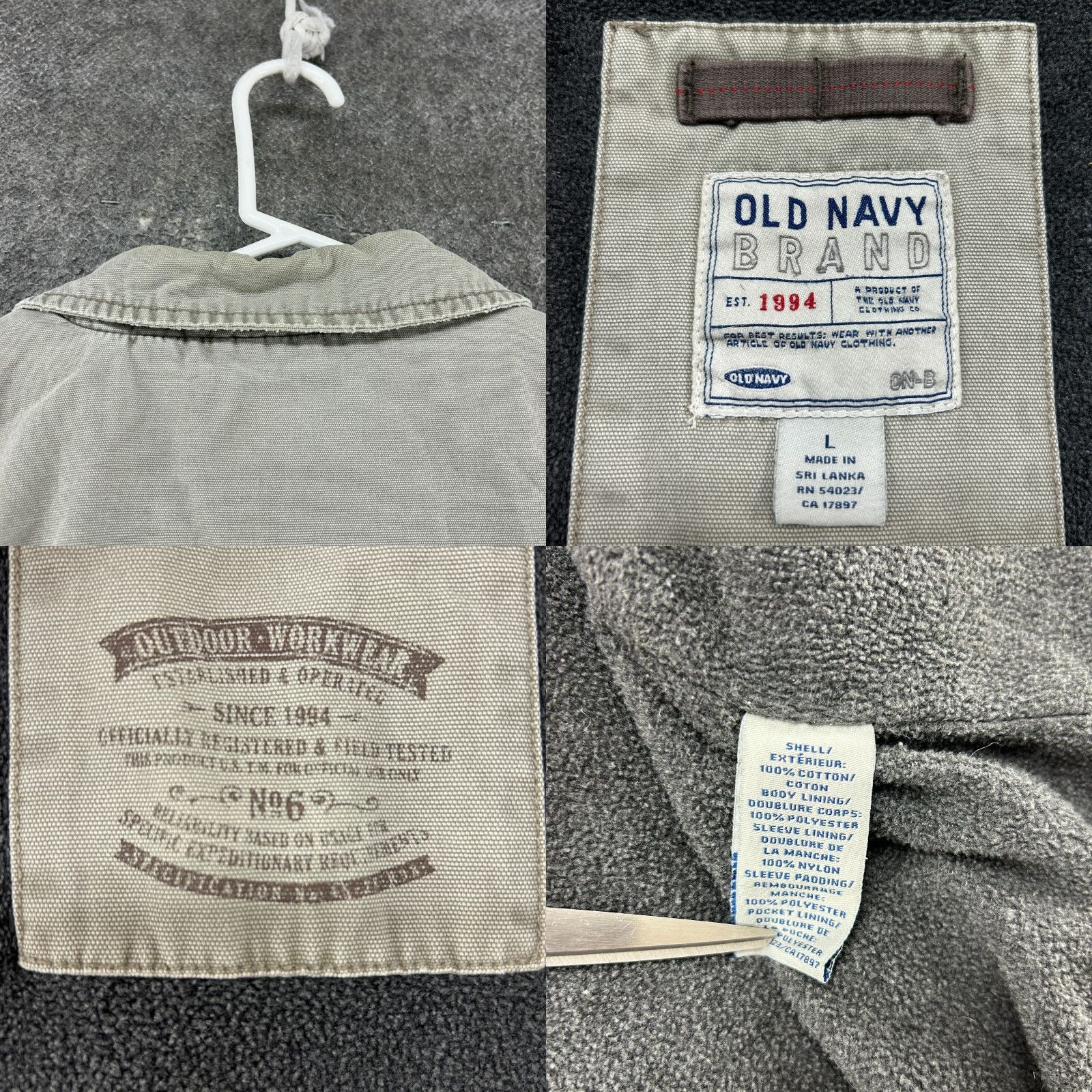 Old Navy VINTAGE Old Navy Jacket Mens L Beige Canvas Chore Barn Fleece Lined Workwear 90s Military Jacket Mens L Regular Gray Size US L / EU 52-54 / 3 - 9 Thumbnail