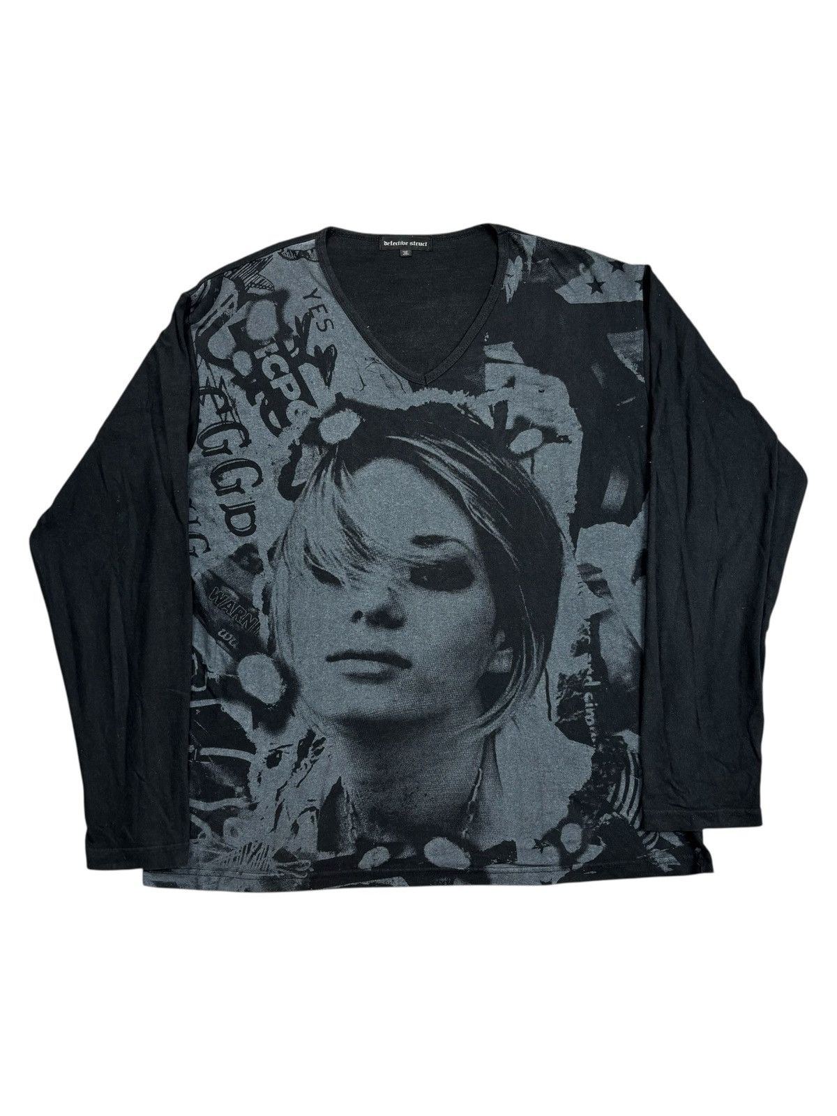 Hysteric Glamour 2000s Detective Struct - Printed Face V Neck LS Size US M / EU 48-50 / 2 - 1 Thumbnail