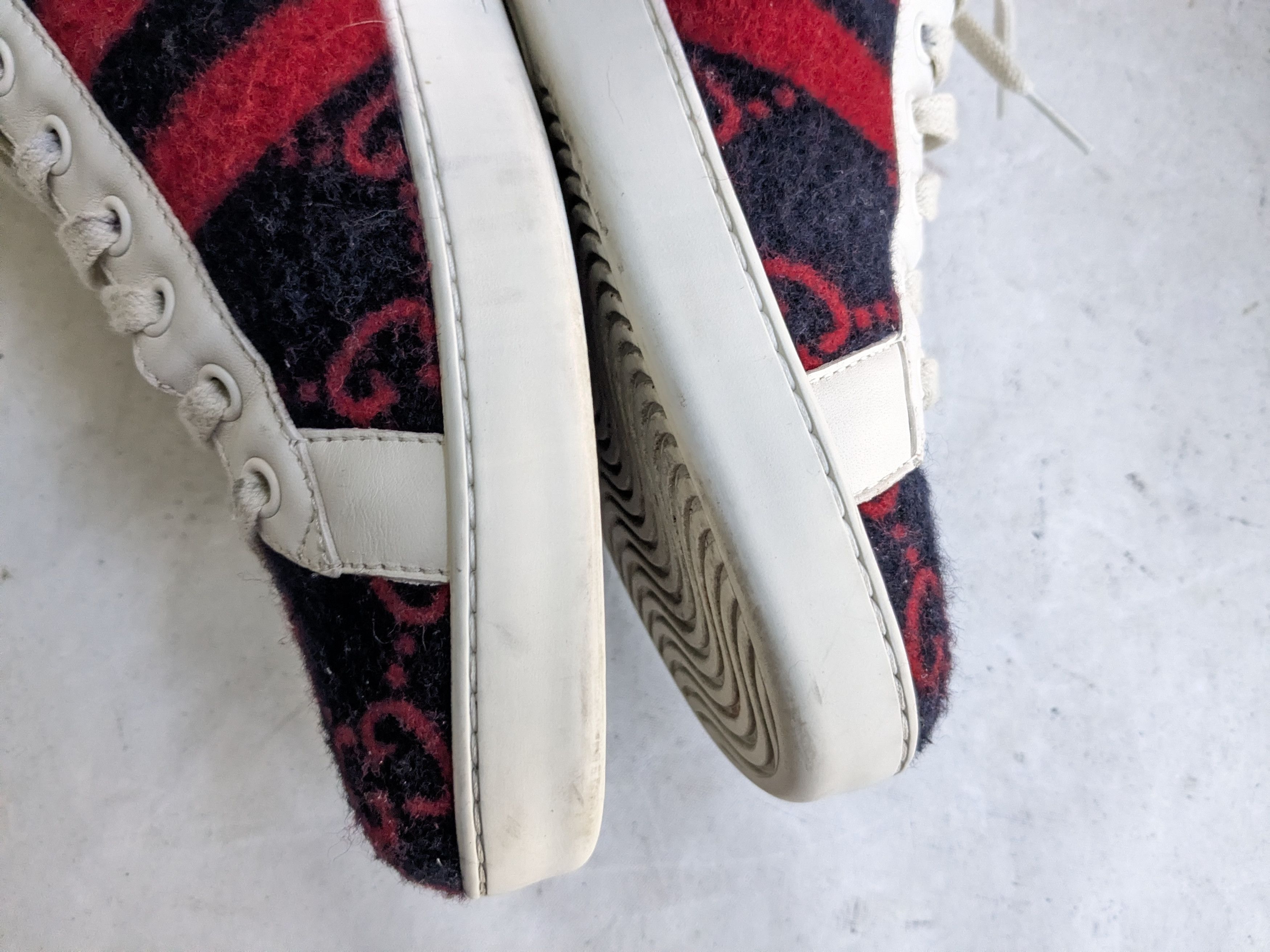 Gucci Gucci Ace Sneakers Monogram GG Logo 10 Red Navy Blue Size US 10 / EU 43 - 11 Thumbnail