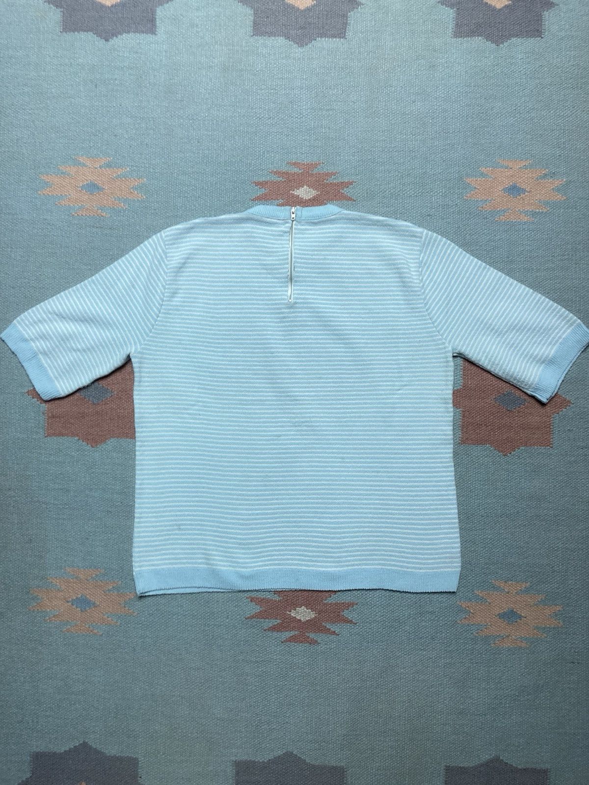 Vintage Vintage 60s t shirt striped textured blue women’s large Size L / US 10 / IT 46 - 7 Thumbnail