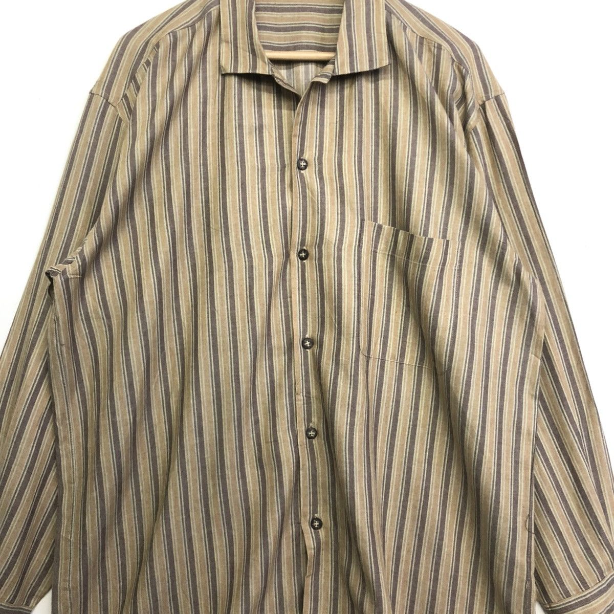Lancel Vintage Lancel earth-toned striped Button Shirt Size US XL / EU 56 / 4 - 3 Thumbnail
