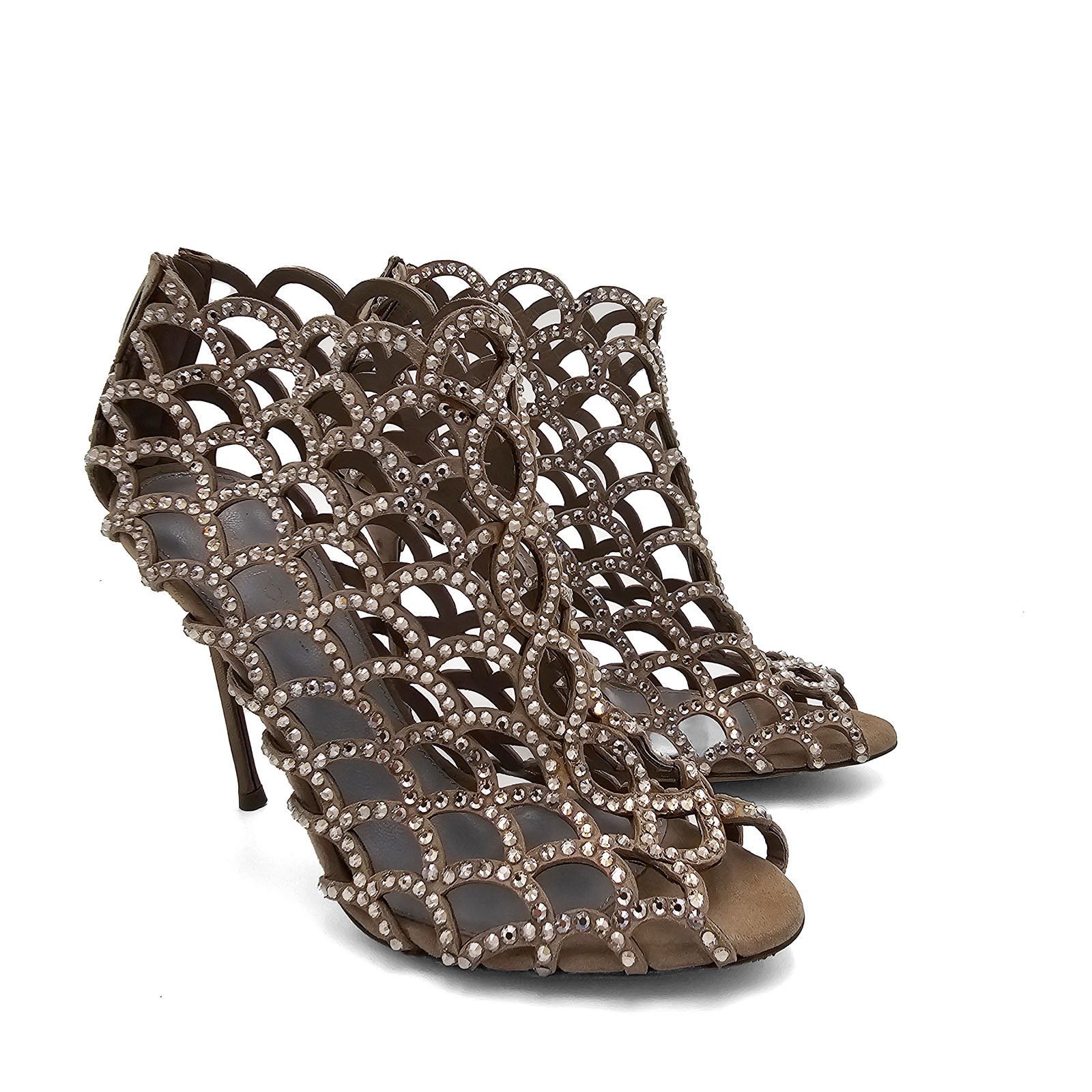 Sergio Rossi Sergio Rossi Taupe Suede Crystal High Heels 36.5 US 6.5 Size US 6.5 / IT 36.5 - 5 Thumbnail