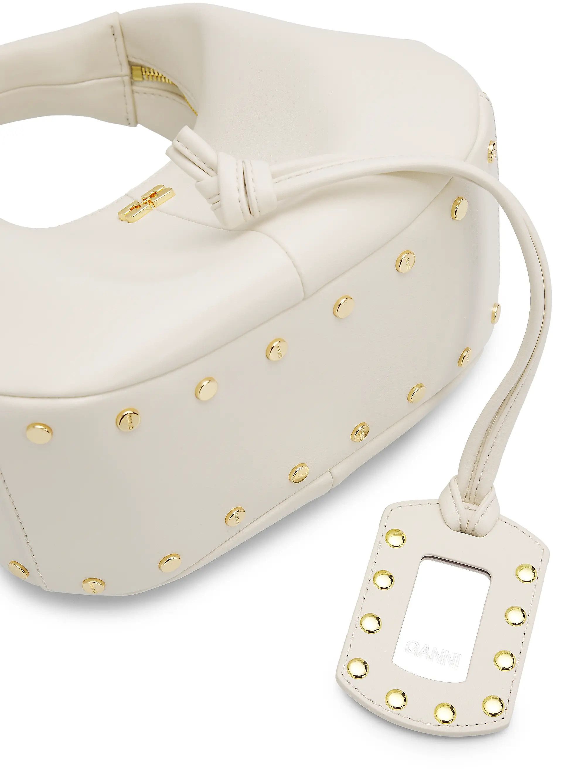 Ganni os11x0526 Size: OS / Mini Studded Hobo Bag in Ivory Size ONE SIZE - 5 Thumbnail