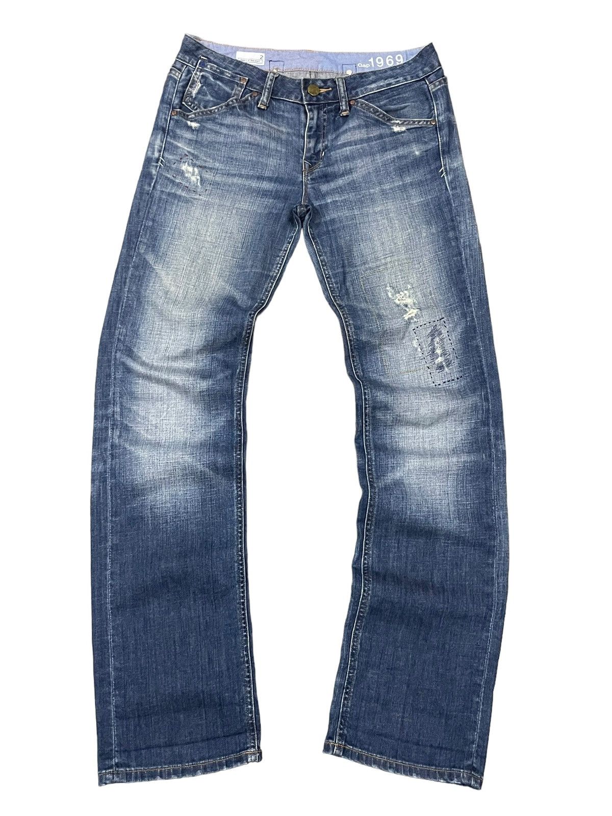 Balenciaga × Gap × Kanye West Vintage Y2K Gap 1960 Easy Straight BlueWash Distressed Jeans Size 31" - 4 Thumbnail