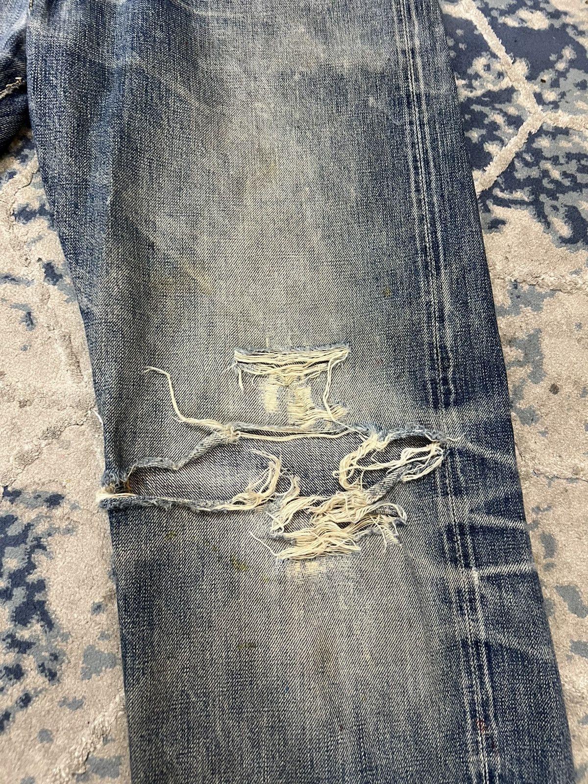 Full Count & Co. Vintage Full Count & Co Selvedge Distressed Jeans Denim Size US 34 / EU 50 - 5 Thumbnail