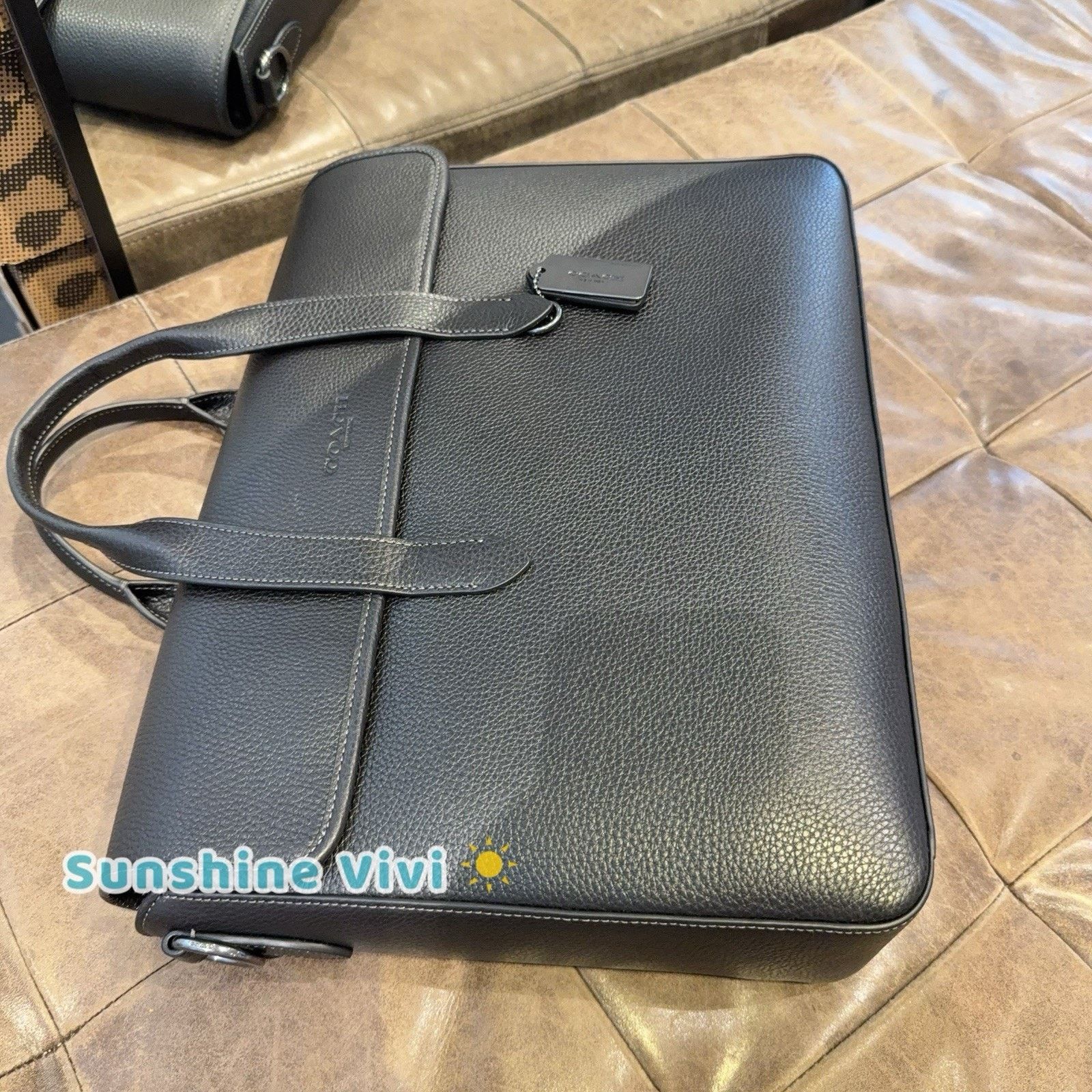 Coach NWT Coach Sullivan Portfolio Brief In Black Leather C9875 Size ONE SIZE - 10 Thumbnail