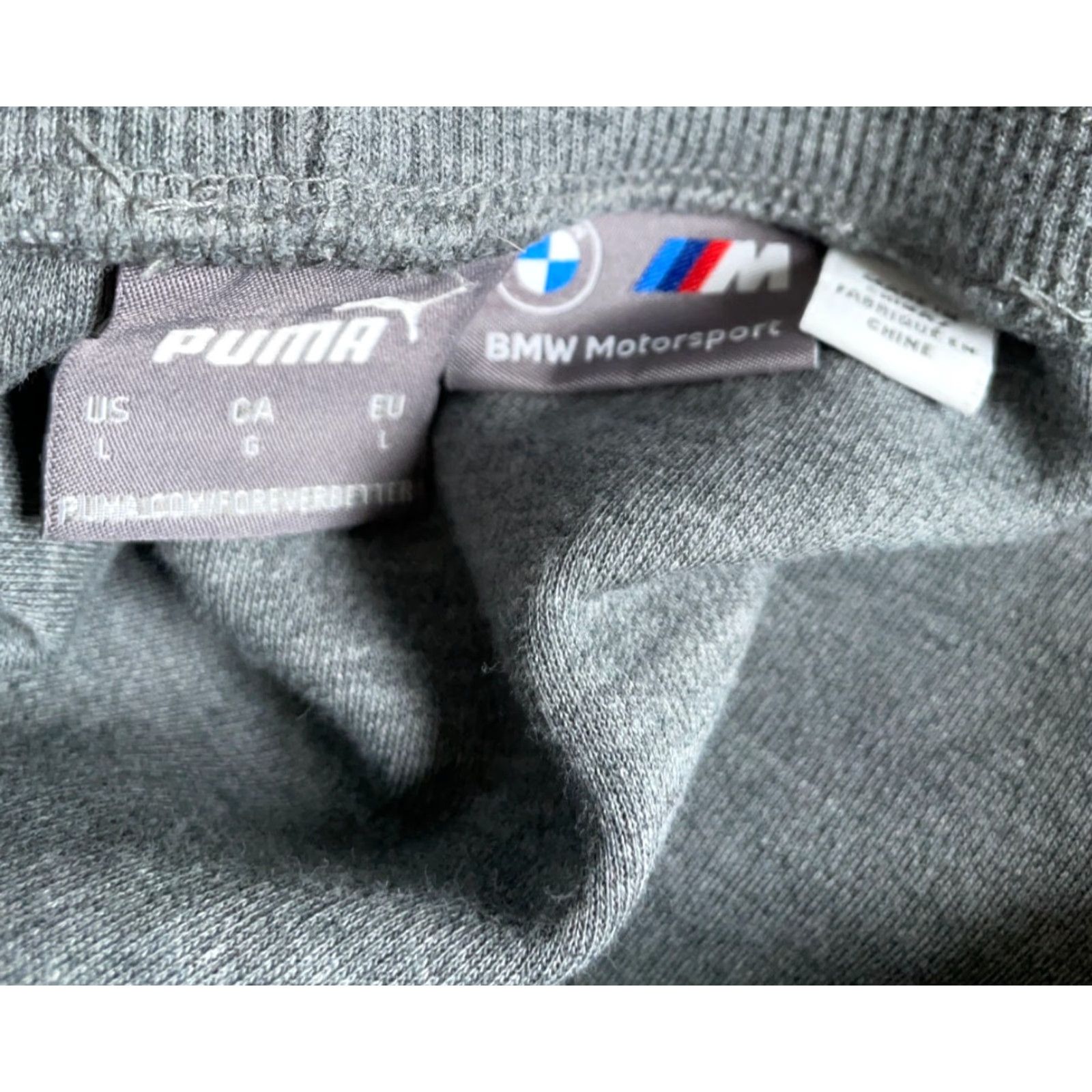 Puma PUMA x BMW Motorsports Athletic Shorts Men Large Gray with Pockets Drawstring Elastic Waist Cotton-Polyester-Blend Size US 30 / EU 46 - 4 Thumbnail