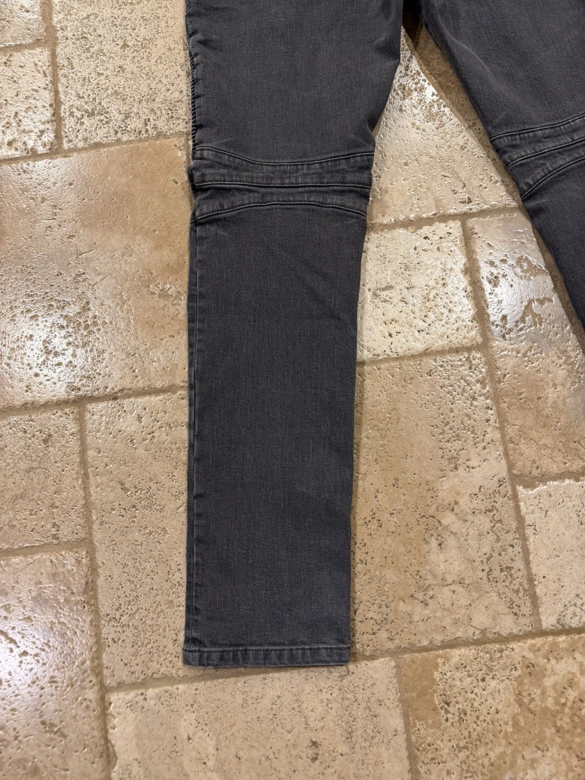 Balmain Balmain Moto Biker Distressed Gray Wash Denim Jeans Size US 35 - 7 Thumbnail