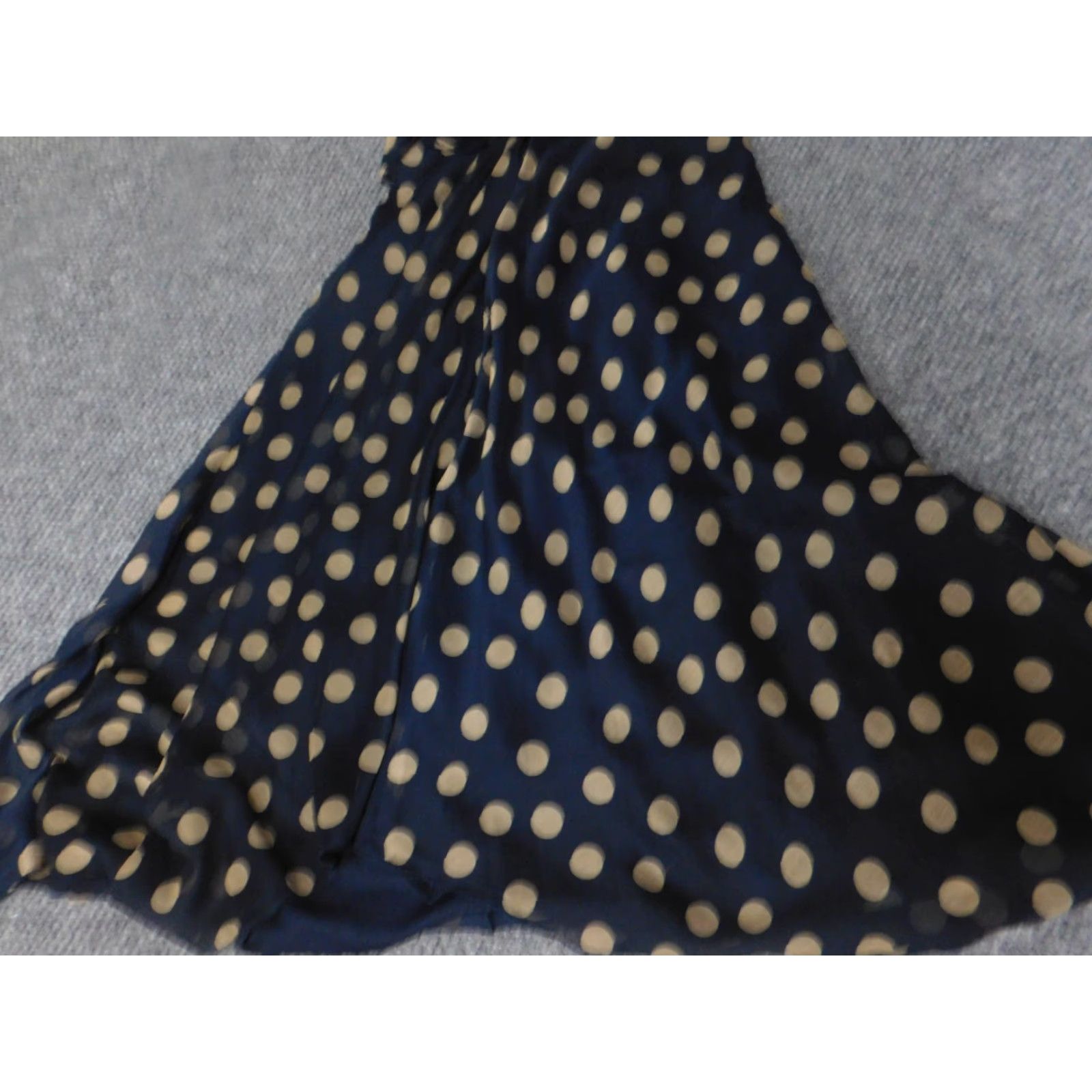 Vintage Jonathan Martin Womens Dress 8 Midi A-Line Ruffles Blue Dot Sleeveless Crew Neck Zip 90s Fall Size M / US 6-8 / IT 42-44 - 5 Thumbnail