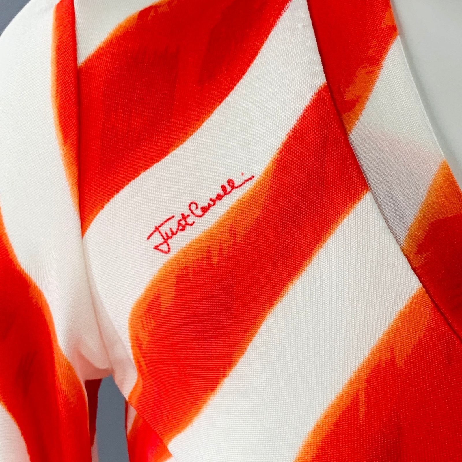 Just Cavalli Red White Viscose Blend Jersey Zig Zag 3/4 Sleeves V-Neck Size XS / US 0-2 / IT 36-38 - 2 Thumbnail