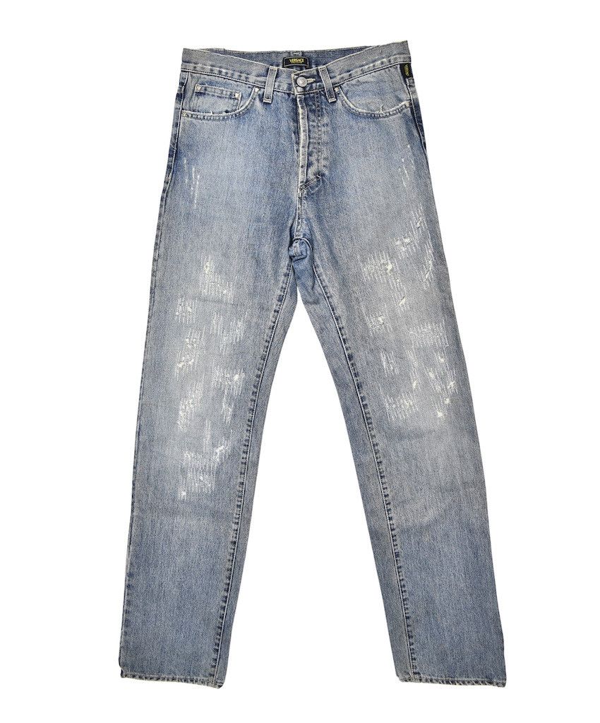 Versace ice bule damaged denim pants 26962 722 69 Size US 32 / EU 48 - 1 Thumbnail