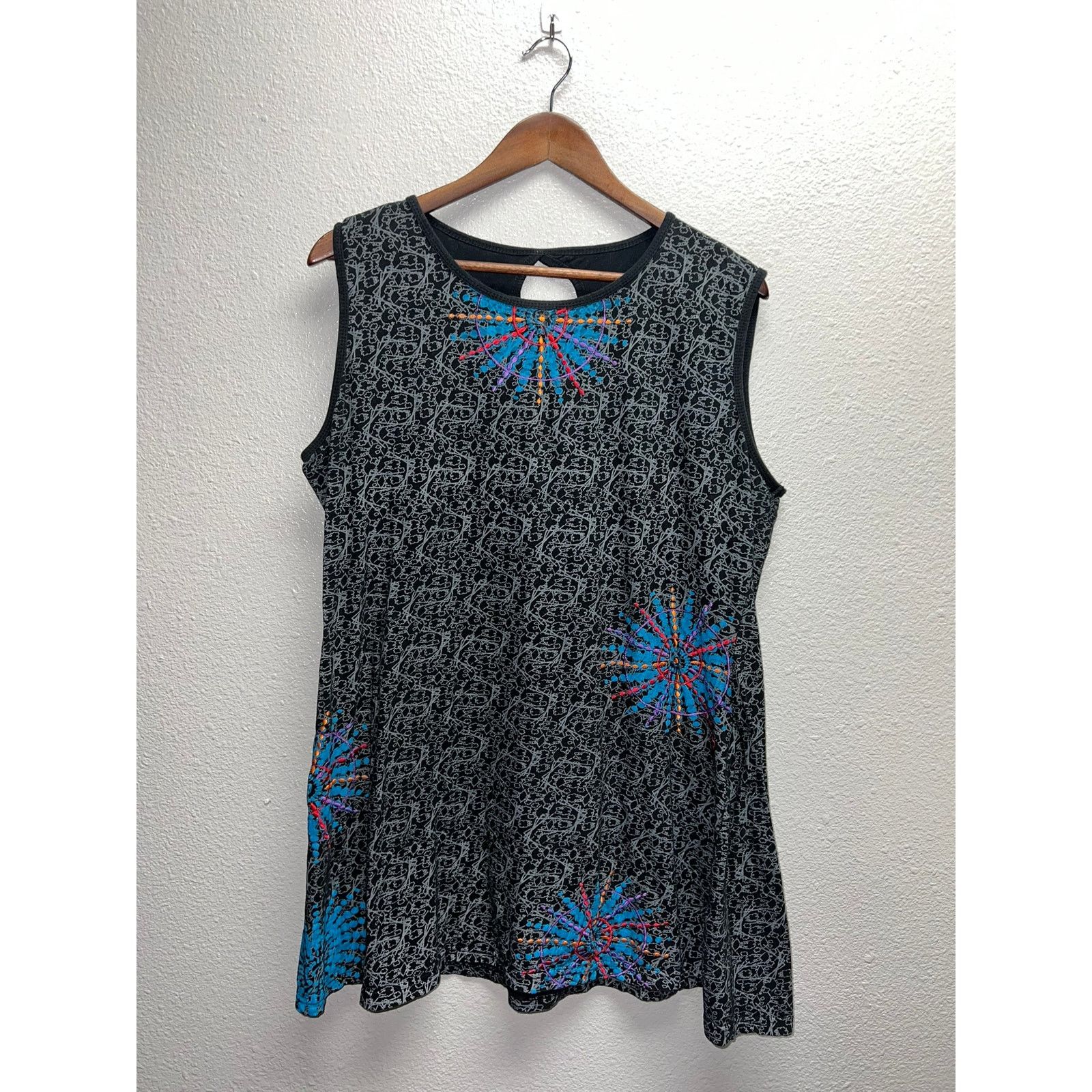 Vintage Womens Lunieva Dress Top Short Boho Bohemian Geometric XL Size XL / US 12-14 / IT 48-50 - 1 Thumbnail