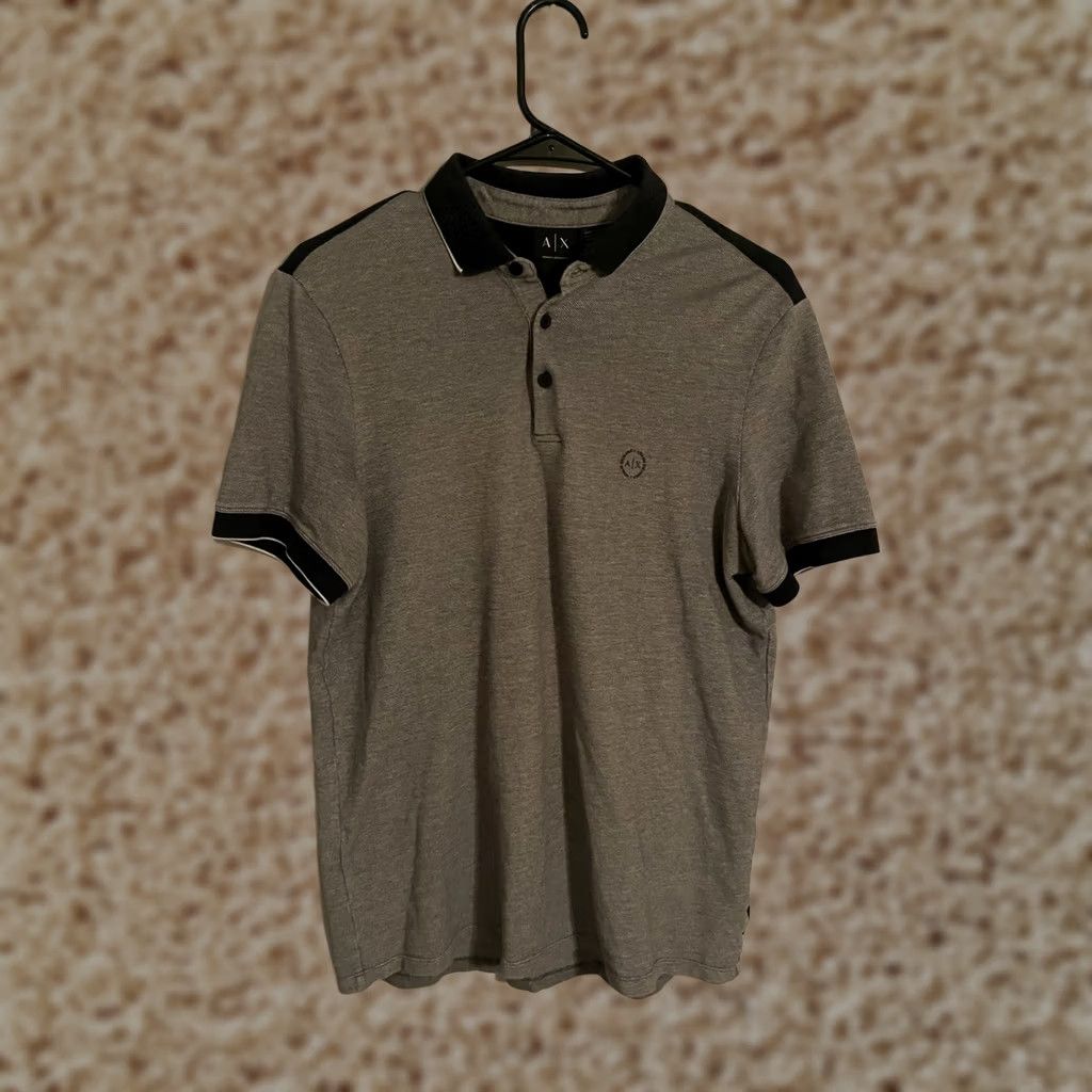 Armani Exchange Armani Exchange AX Polo Shirt Mens Medium Light Gray Cotton Pique S/S Logo Size US M / EU 48-50 / 2 - 1 Thumbnail