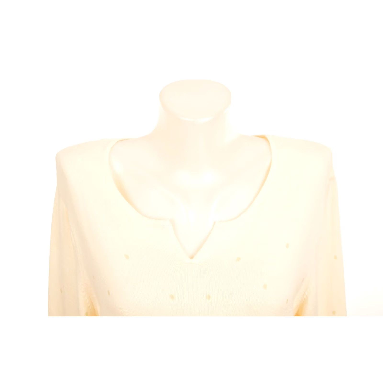 Vintage Gurdun Sjoden Dress Ivory Dotted Midi A-Line Long Sleeve Size M Womens Regular Organic Cotton Size M / US 6-8 / IT 42-44 - 2 Thumbnail