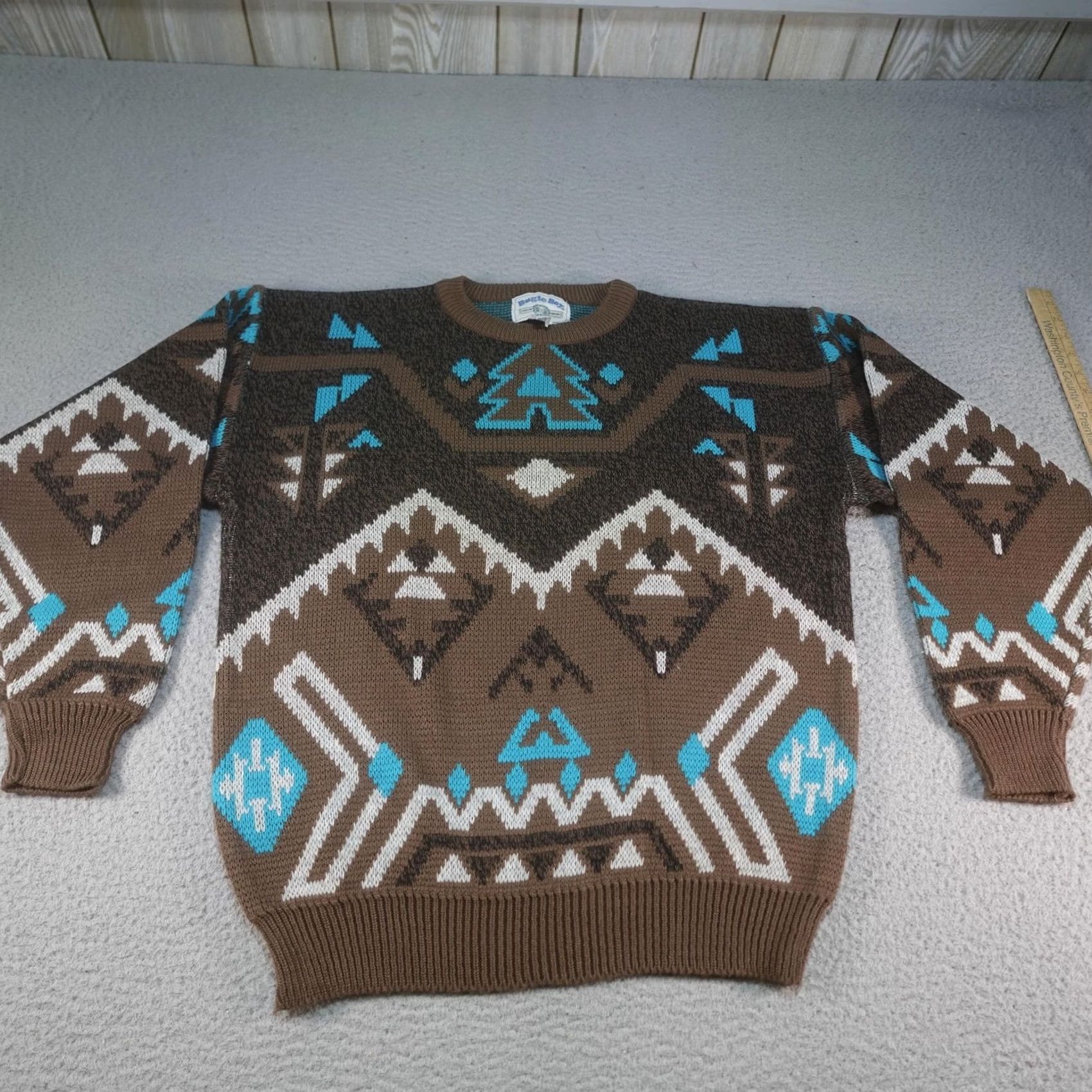 Bugle Boy VINTAGE Bugle Boy Sweater Mens XL Brown Aztec Western Geometric Southwest 80s Size US XL / EU 56 / 4 - 2 Thumbnail