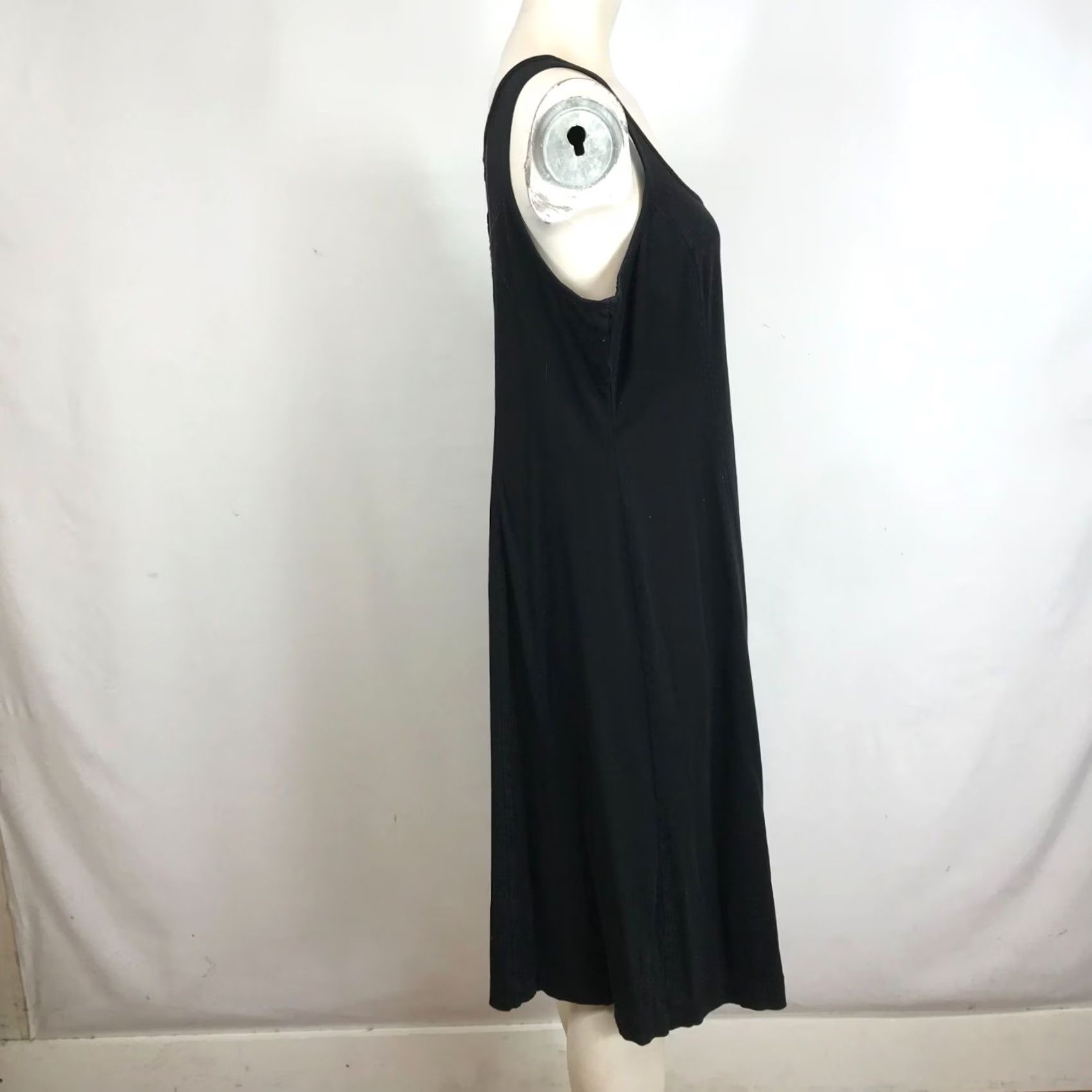 Everlane VINTAGE? No. EVERLANE Women XL Black Sleeveless Round Neck Cotton Midi Dress Shirt? Size XL / US 12-14 / IT 48-50 - 4 Thumbnail