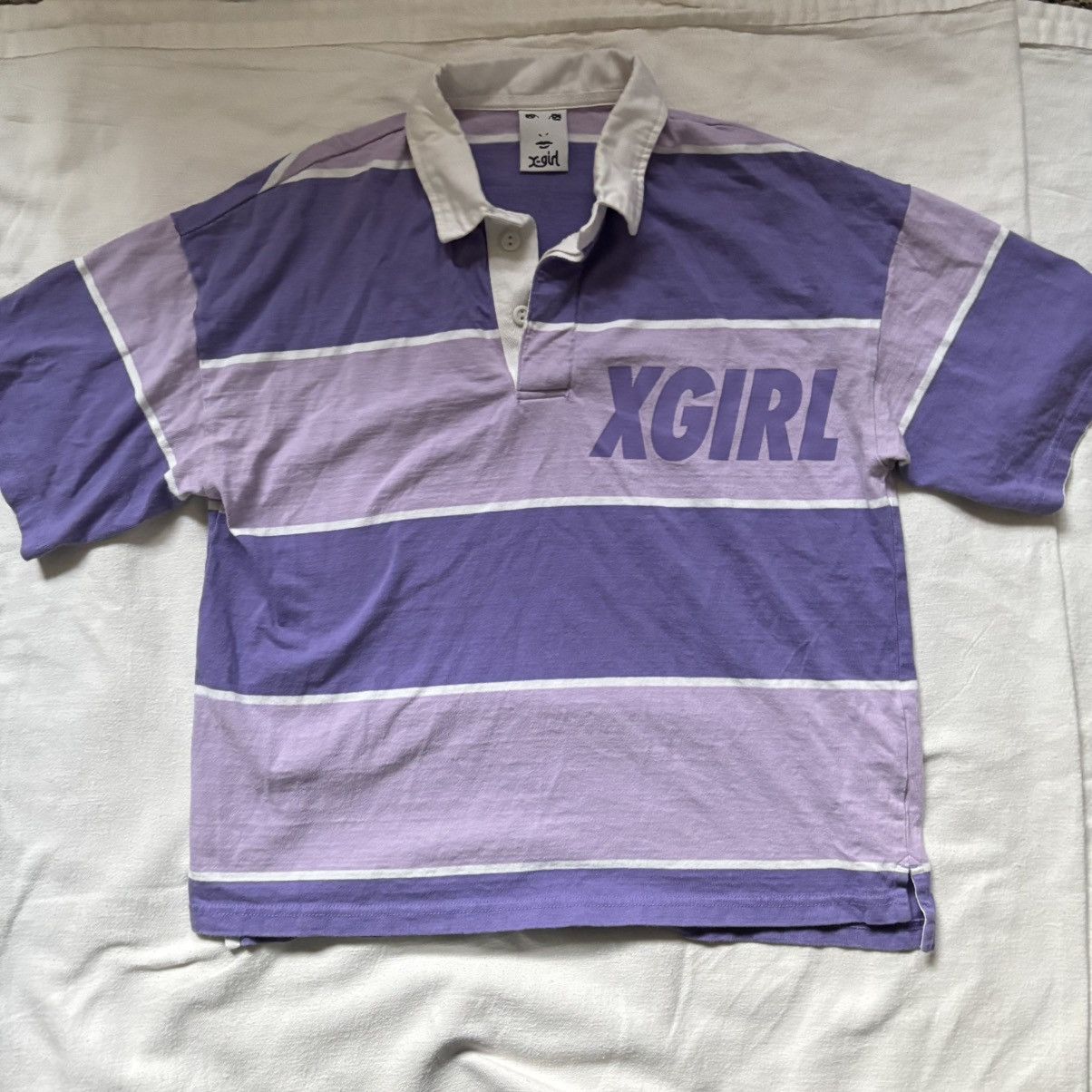 Japanese Brand × X-Girl Rare X-Girl Purple and White striped polo Size M / US 6-8 / IT 42-44 - 1 Preview