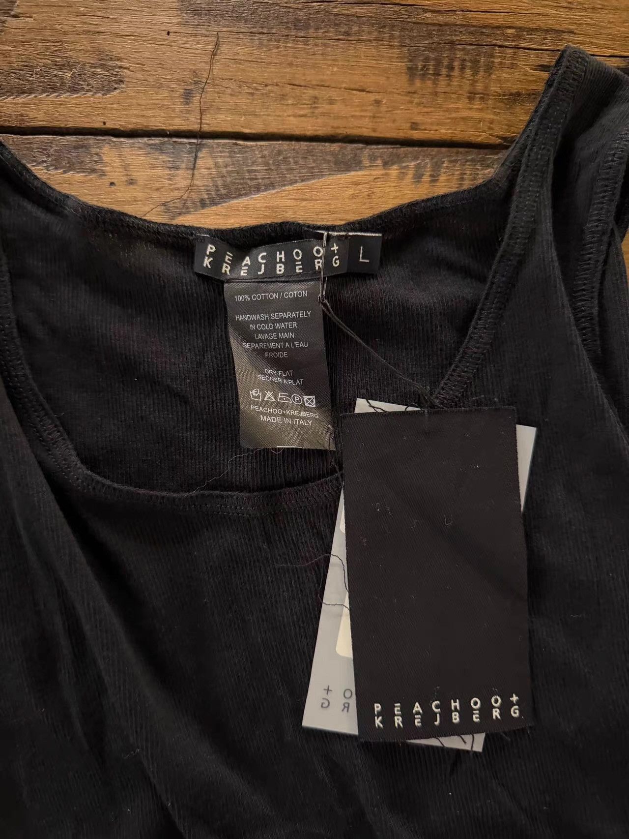 Peachoo + Krejberg PEACHOO + KREJBERG15SS Black Edge‑Stitch Detail Tank Top Ｑ25 Size M / US 6-8 / IT 42-44 - 2 Thumbnail