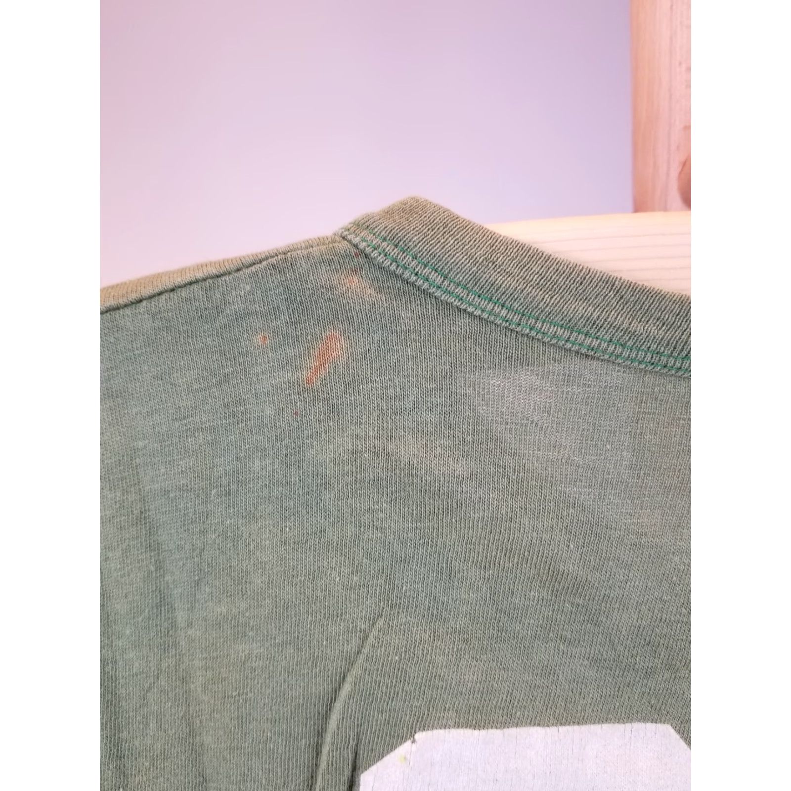 Vintage VINTAGE T-SHIRT Green Cotton Jersey 60's Post College Sport Sun Faded Single Stitch SZ Large MENS Size US L / EU 52-54 / 3 - 6 Thumbnail