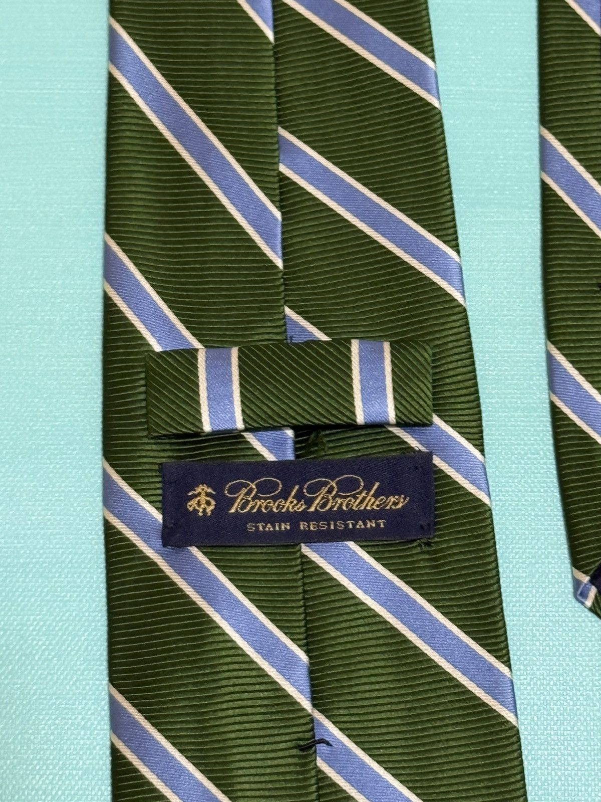 Brooks Brothers Brooks Brothers Green, blue and white Stripe Neck Tie Silk Size ONE SIZE - 2 Thumbnail