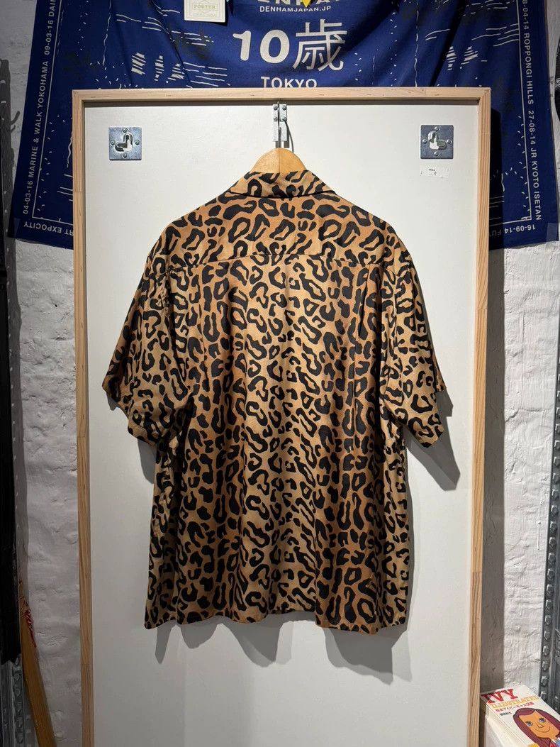 WACKO MARIA Leopard Print Hawaiian Short Sleeve Shirt, Sil