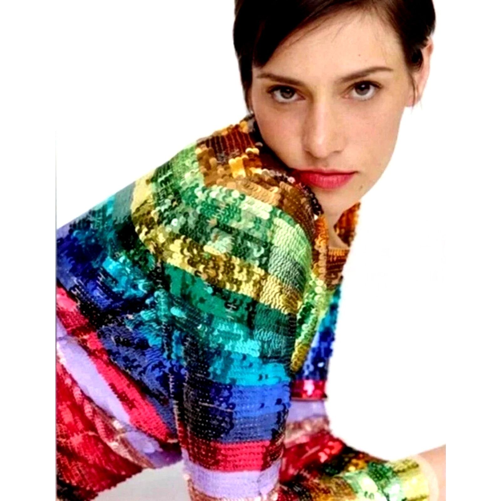 Other Mac Duggal Rainbow Sequin Mini Long Sleeve Dress Pride 6 Size M / US 6-8 / IT 42-44 - 6 Thumbnail