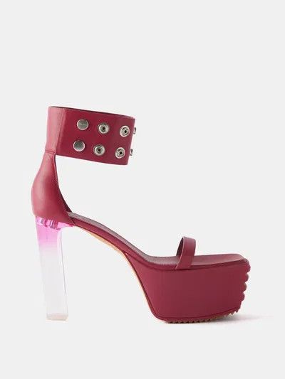 Rick Owens o1y0126 Leather Ankle Strap Sandals in Magenta Size US 8 / IT 38 - 1 Thumbnail