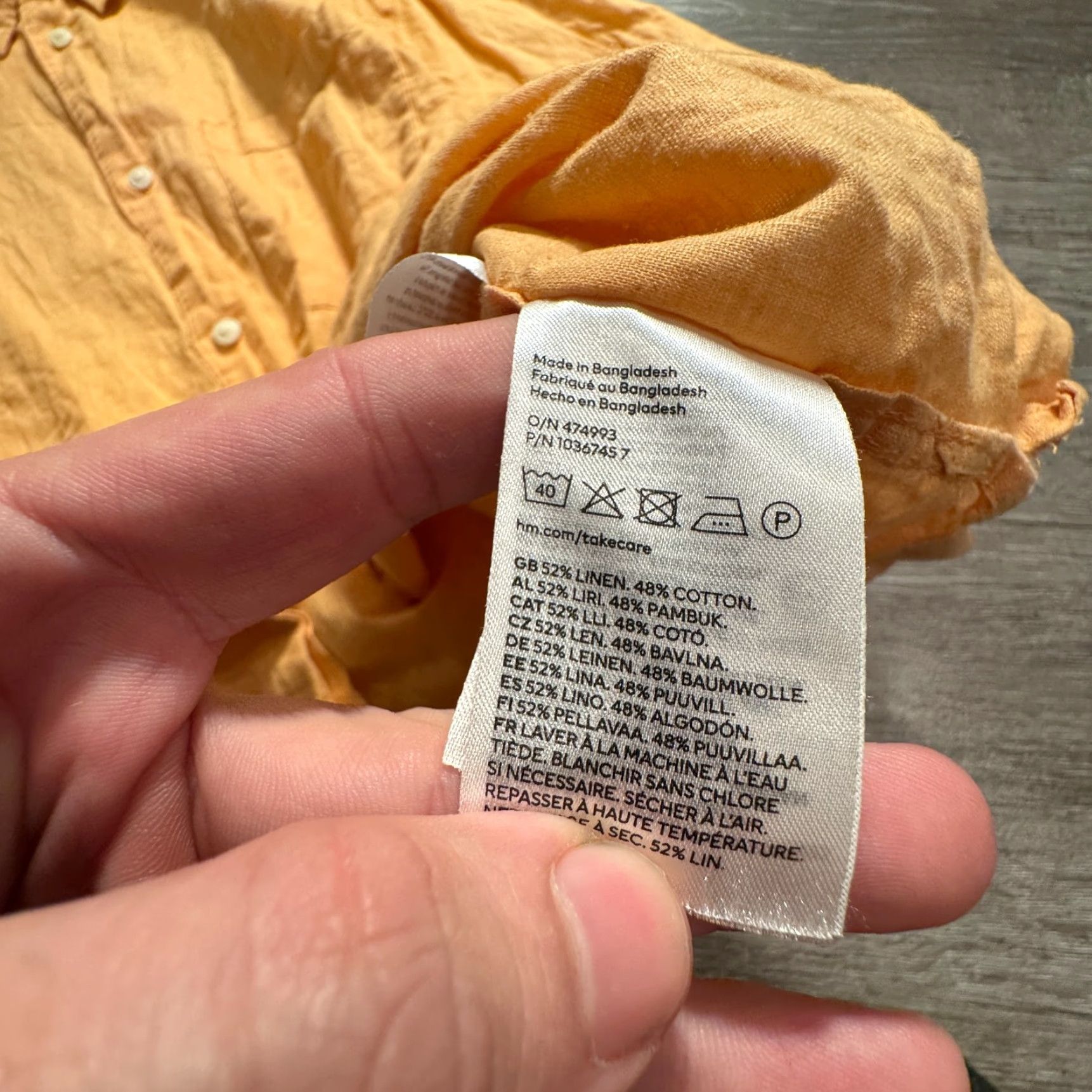 H&M H&M Shirt Mens M Orange Linen Button-Up Short Sleeve Pocket Classic Regular Size US M / EU 48-50 / 2 - 4 Thumbnail