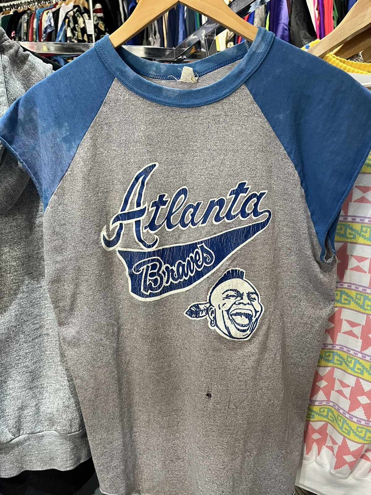 80s Vintage Atlanta Braves Mlb Baseball Raglan T-shirt XS 