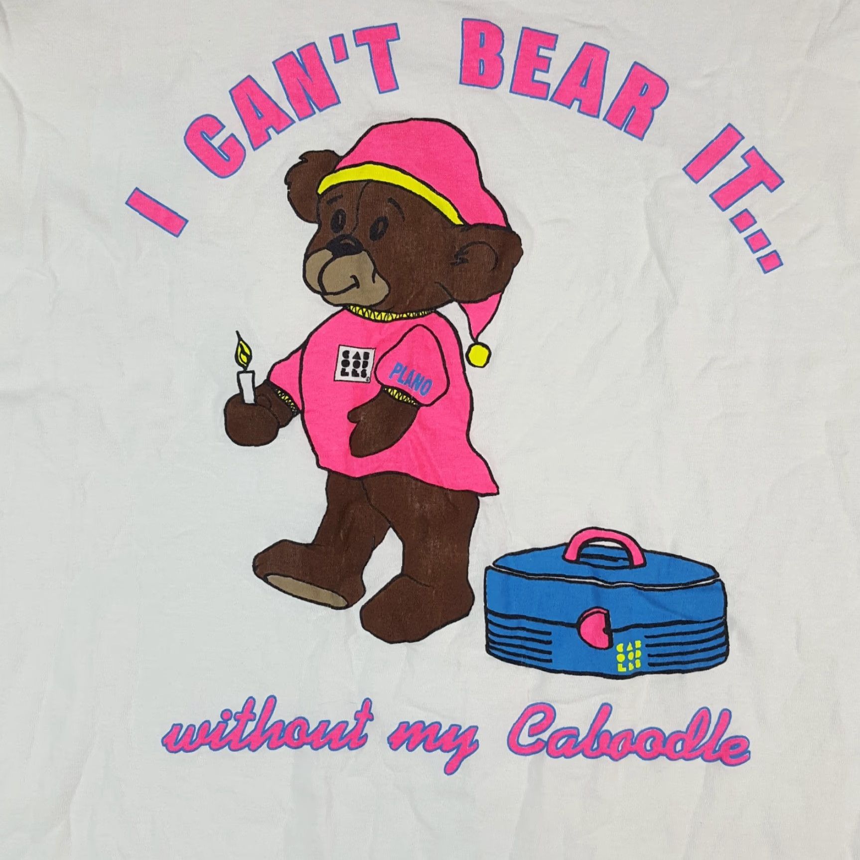 Anvil VINTAGE Caboodle Bear Sleep Tee One Size T-Shirt White Cotton Anvil Women 90s Teddy Cute Rock Vintage Y2K Outdoors Size ONE SIZE - 3 Thumbnail